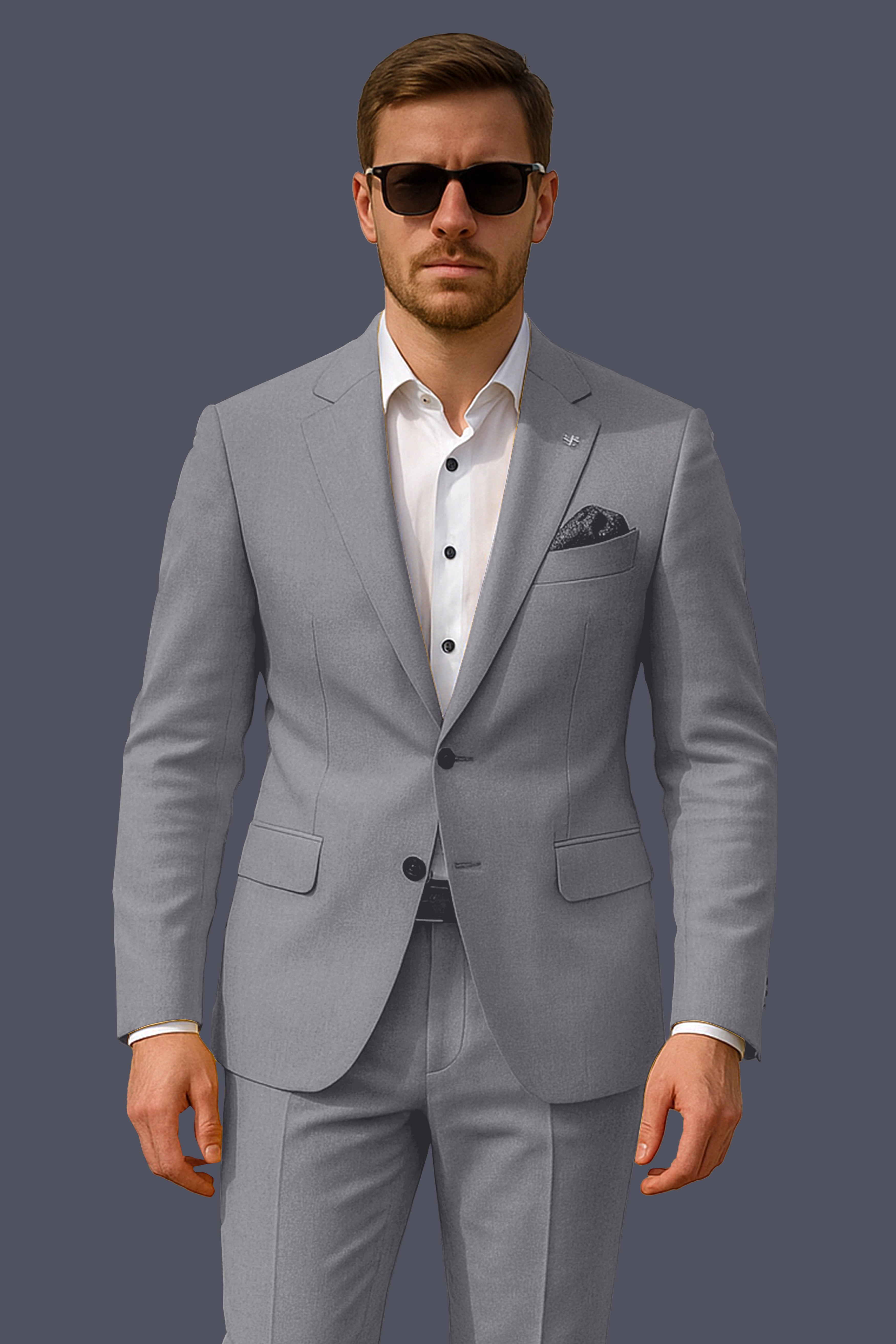 Dorian-Friar Gray Solid Wool Rich Single Breasted Slight Stretch Suit