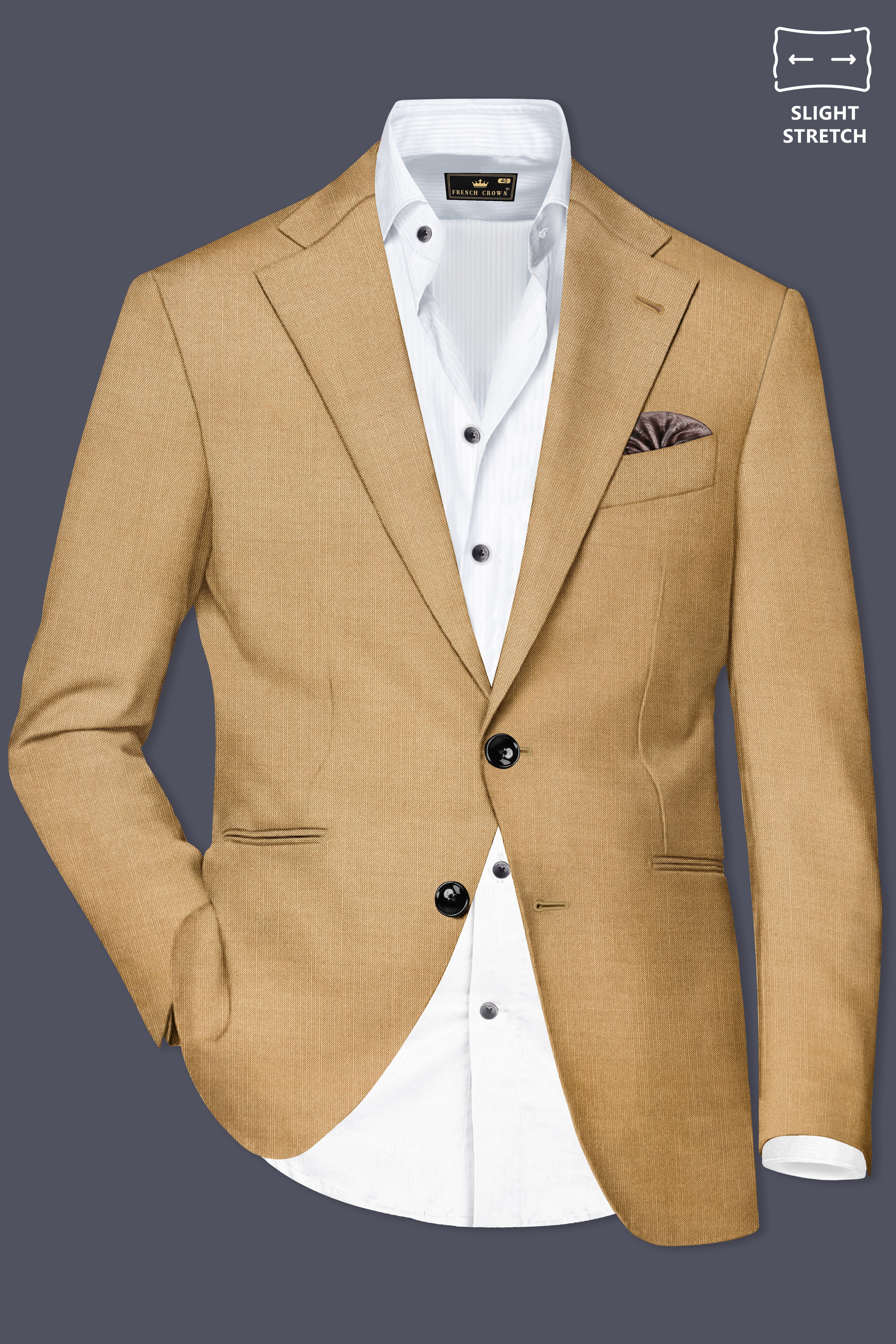 Sepia-Twine Brown Solid Wool Rich Single Breasted Slight Stretch Suit