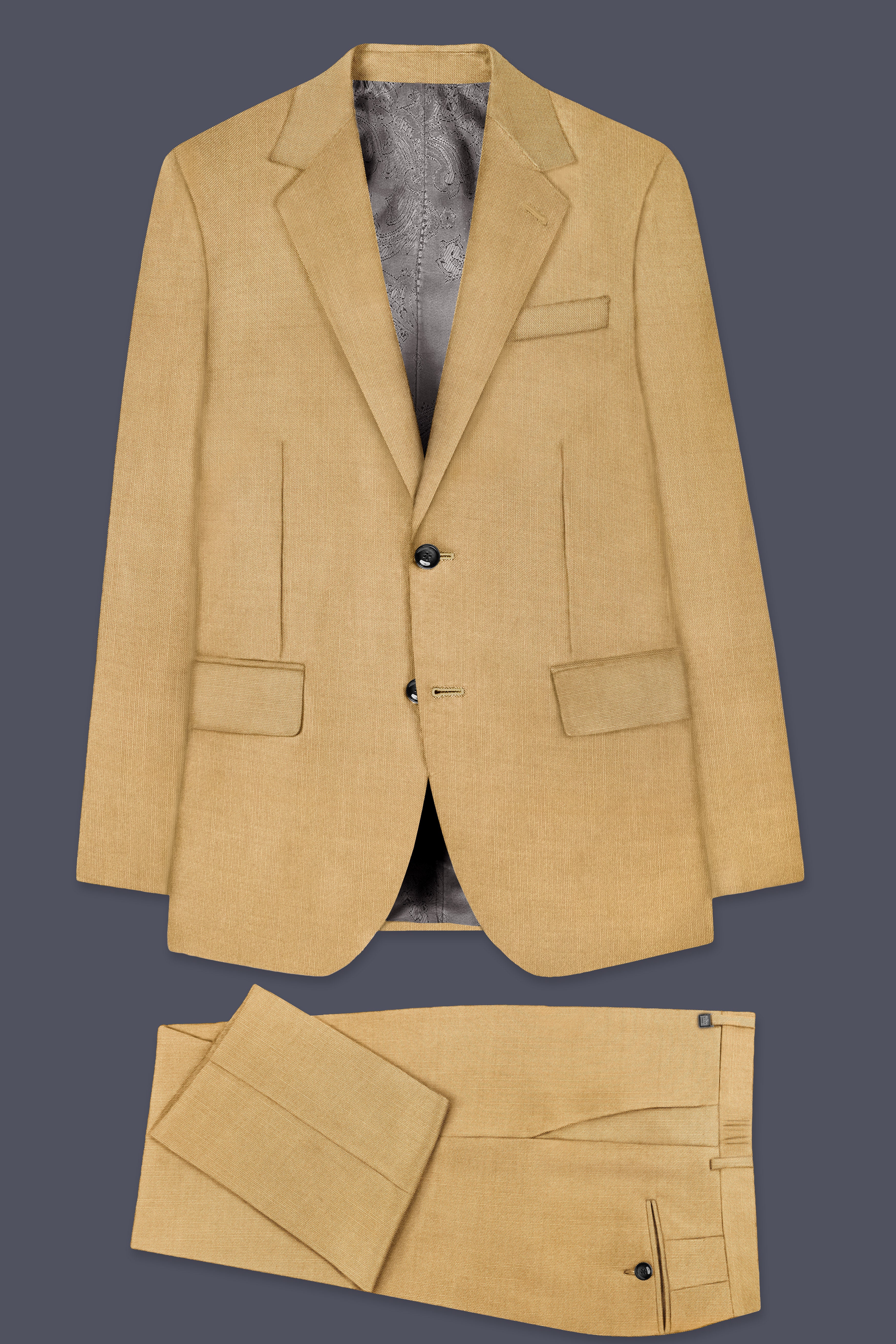 Sepia-Twine Brown Solid Wool Rich Single Breasted Slight Stretch Suit
