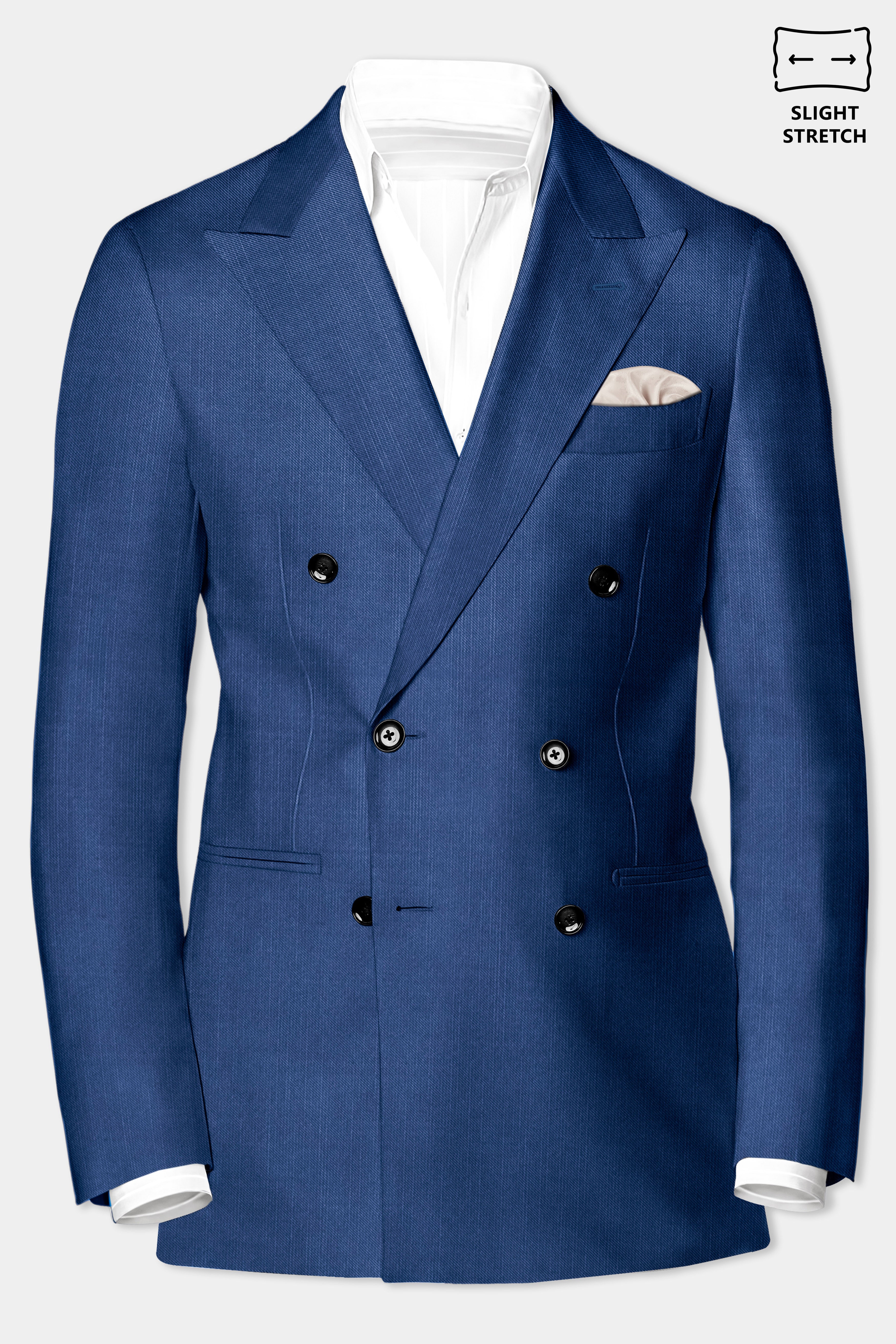Marinoir-Cello Blue Solid Wool Rich Double Breasted Slight Stretch Suit