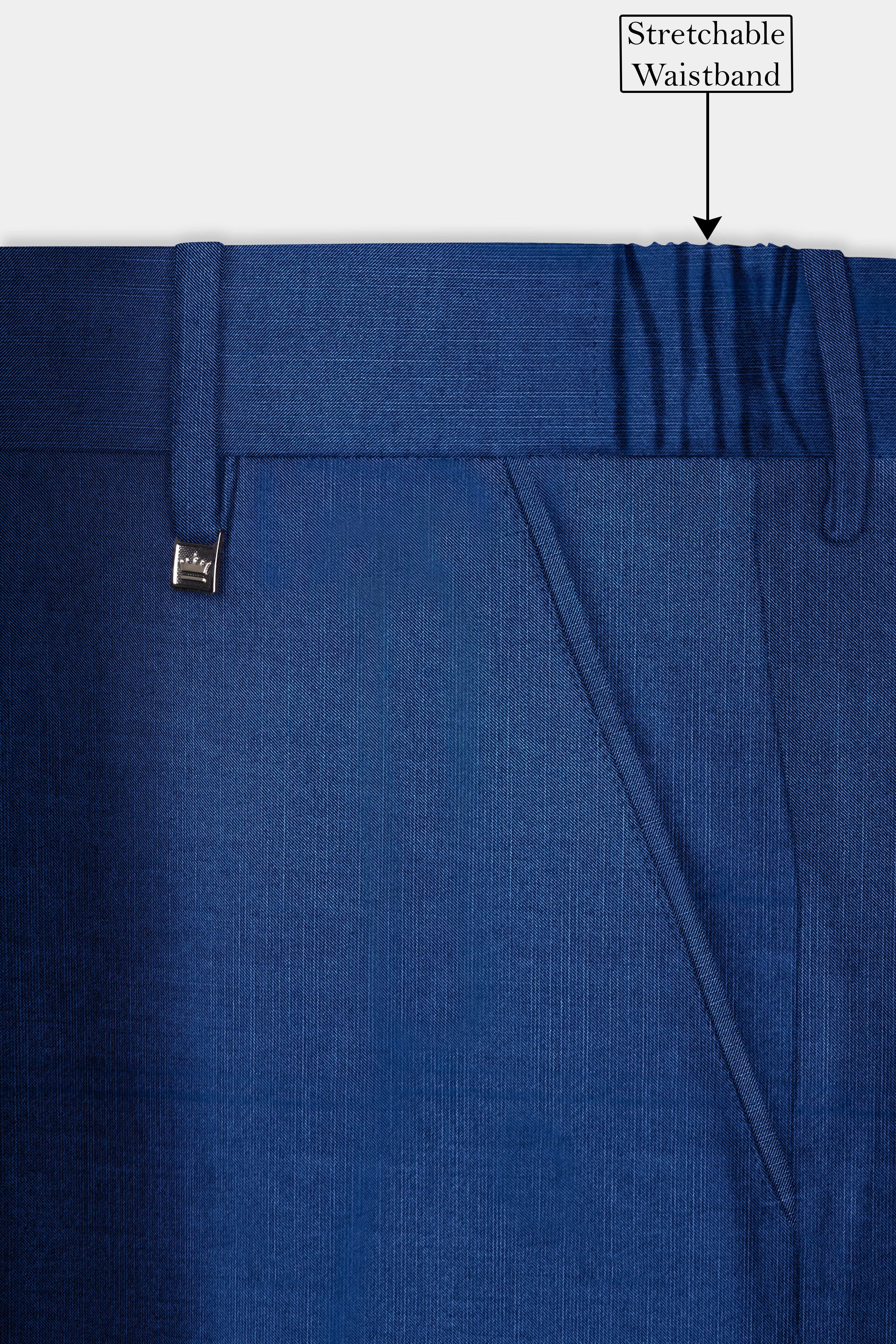 Marinoir-Cello Blue Solid Wool Rich Double Breasted Stretchable traveler Suit