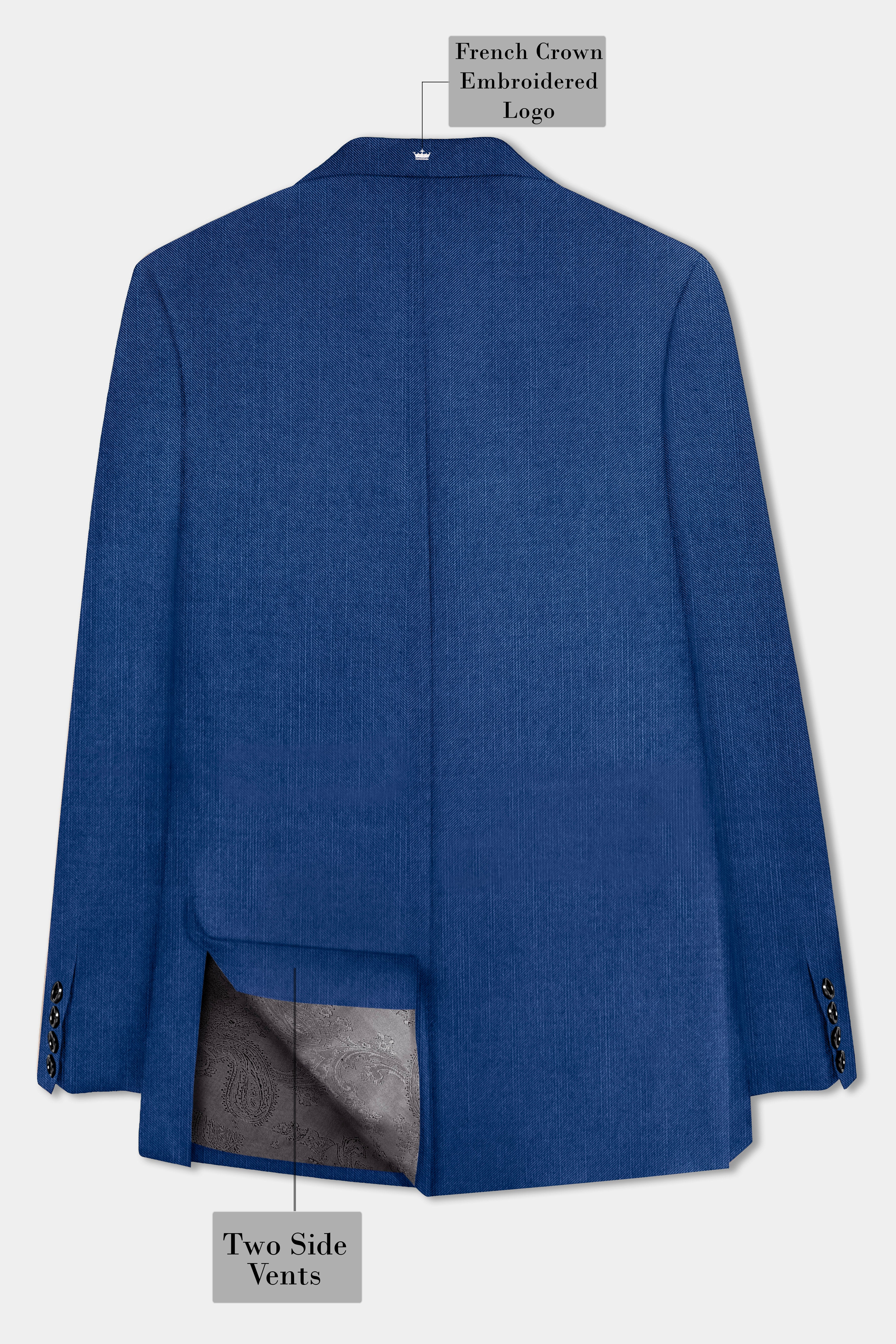 Marinoir-Cello Blue Solid Wool Rich Double Breasted Slight Stretch Suit