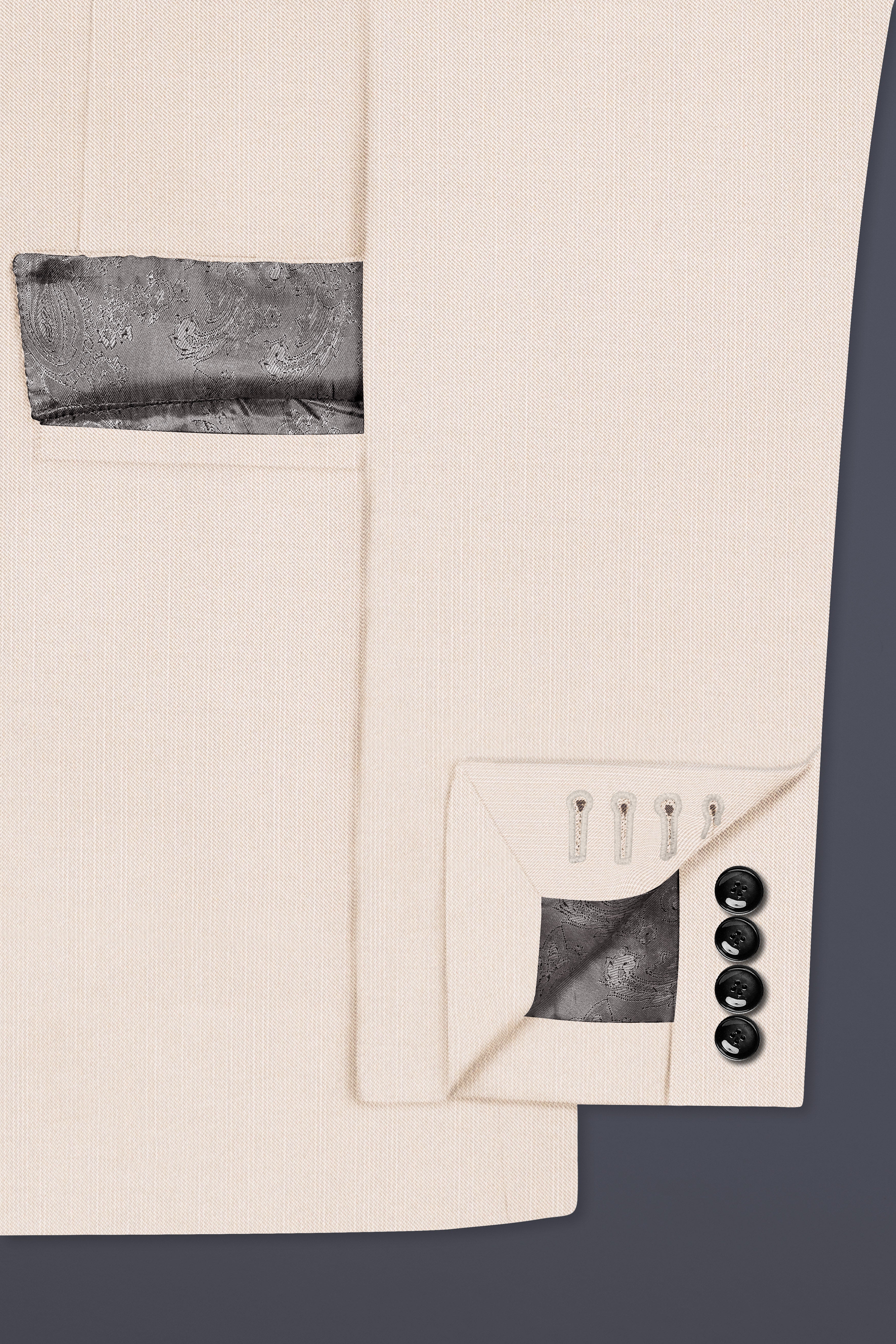 Velivon-Bizarre Cream Solid Wool Rich Double Breasted Slight Stretch Suit