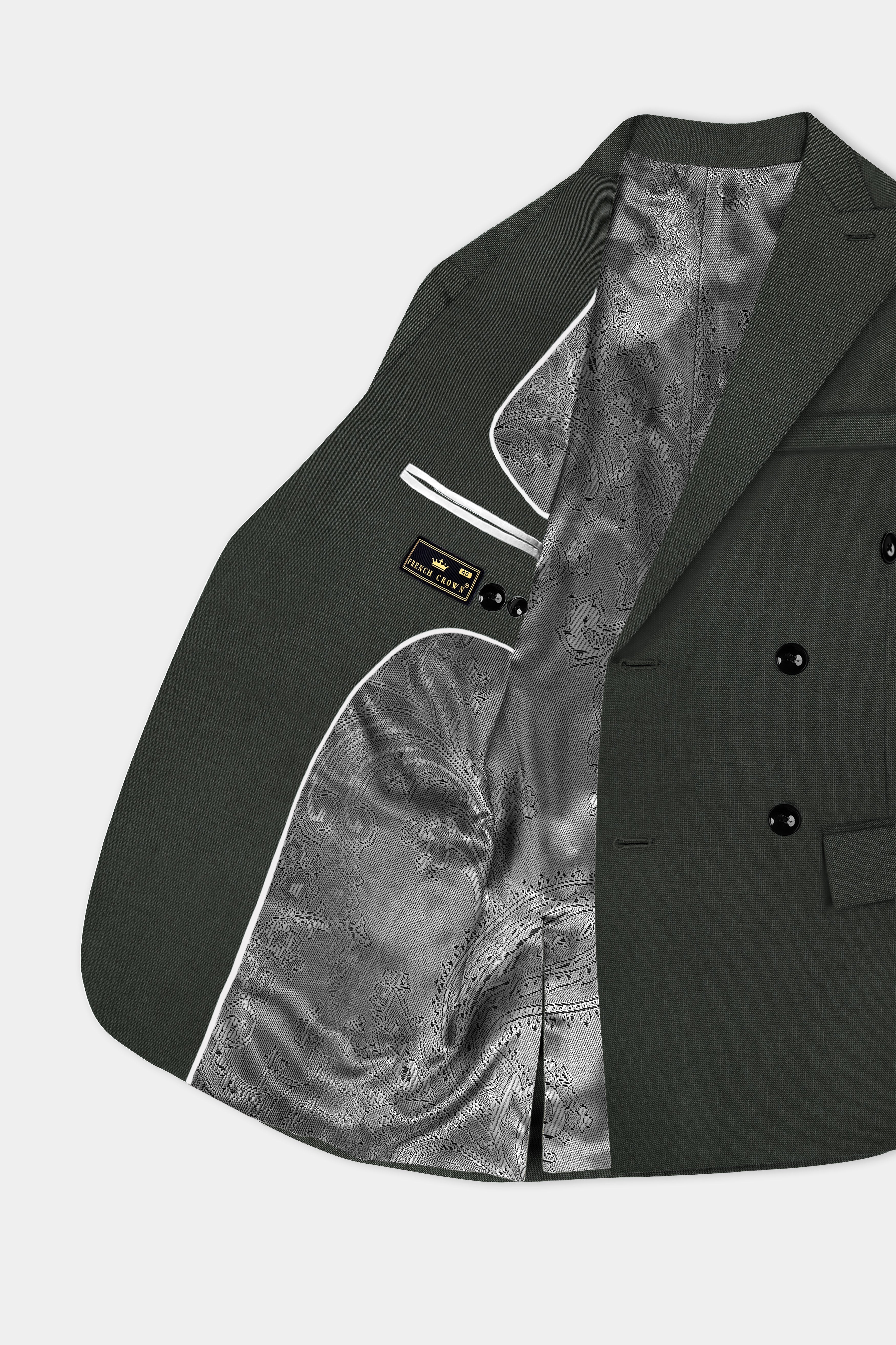 Shafton-Mine Shaft Green Solid Wool Rich Double Breasted Stretchable traveler Suit