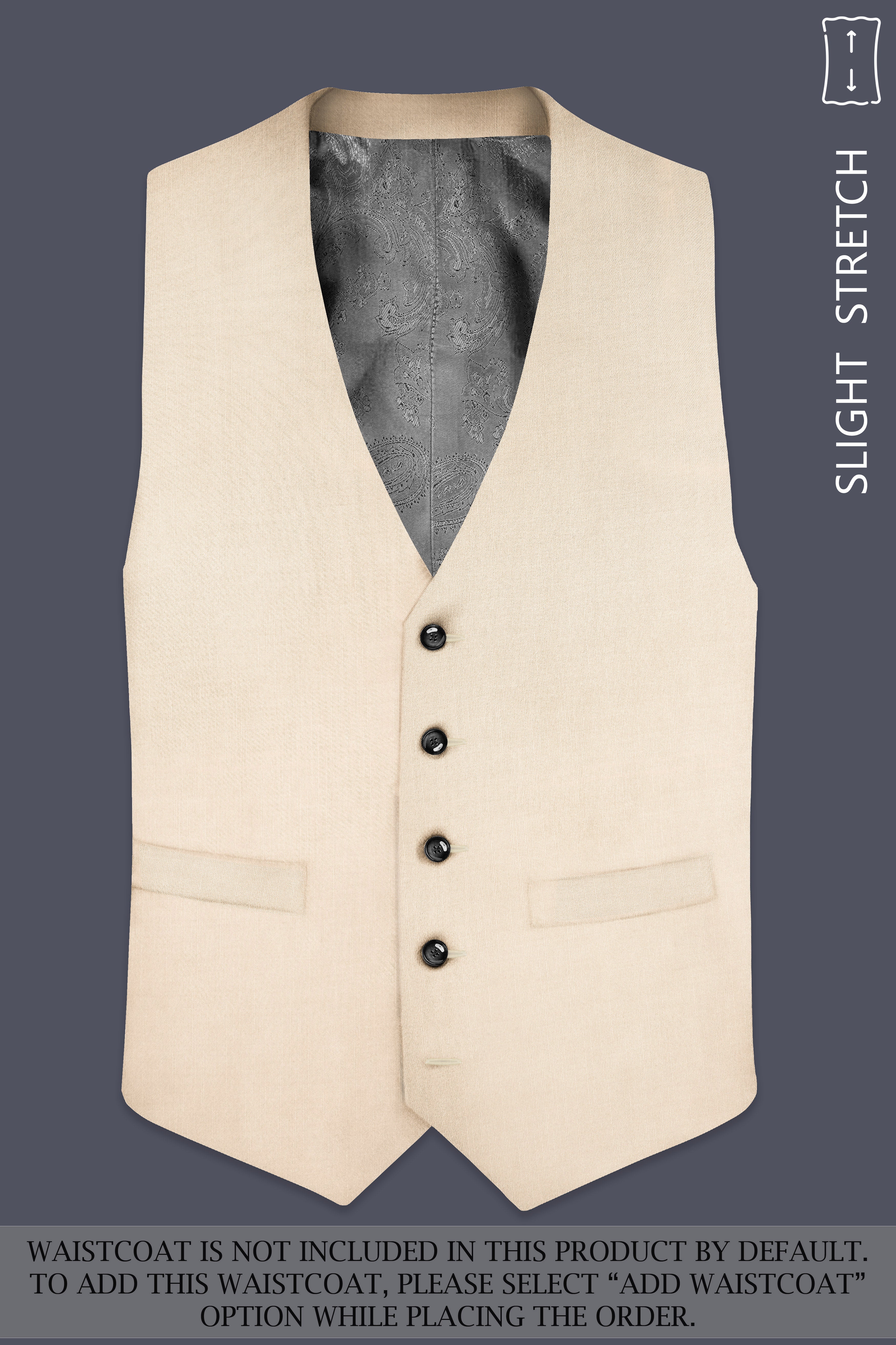 Biscotti-Parchment Cream Solid Wool Rich Double Breasted Slight Stretch Suit