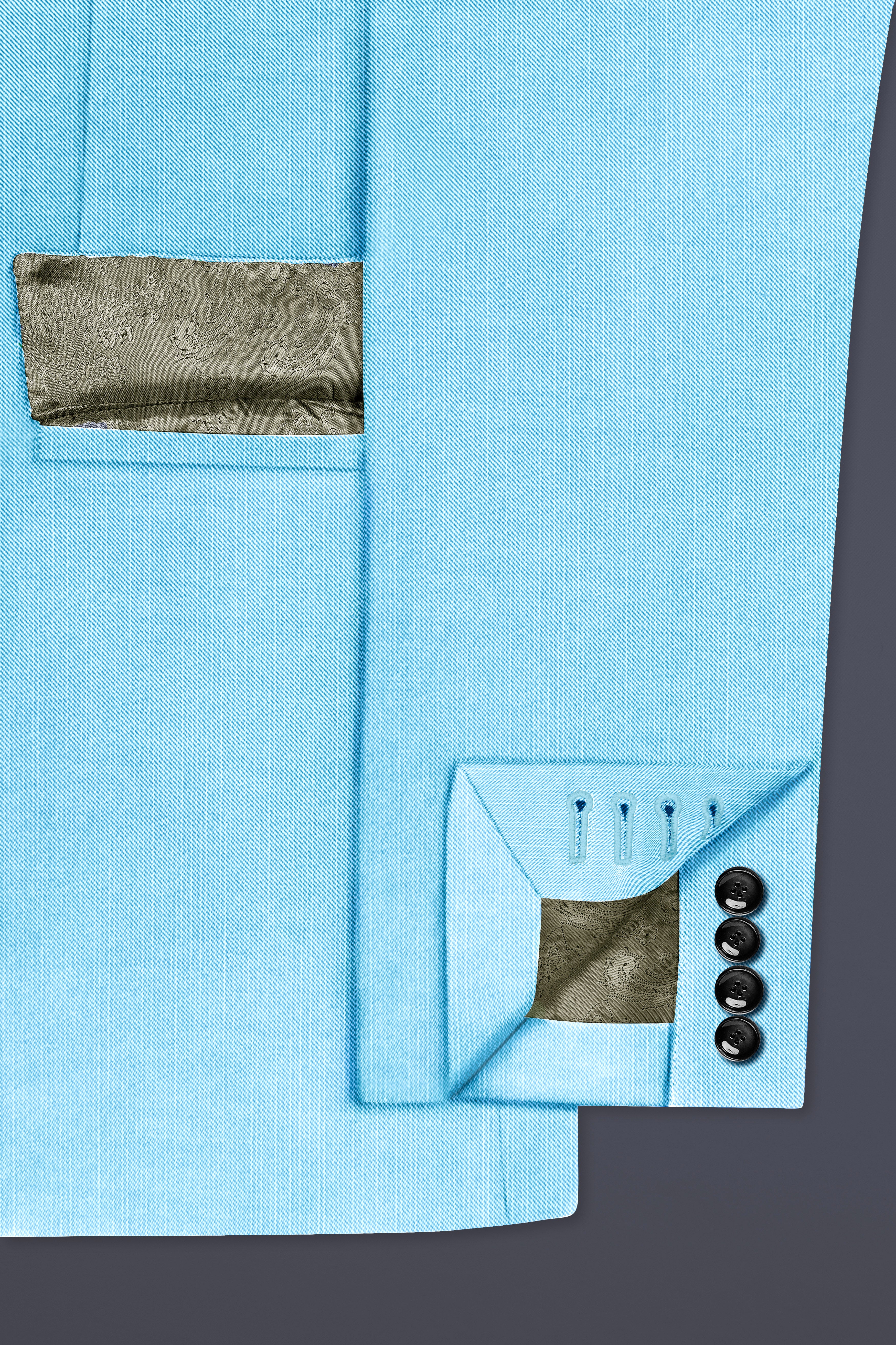 Iceland-Aquamarine Blue Solid Wool Rich Double Breasted Slight Stretch Suit