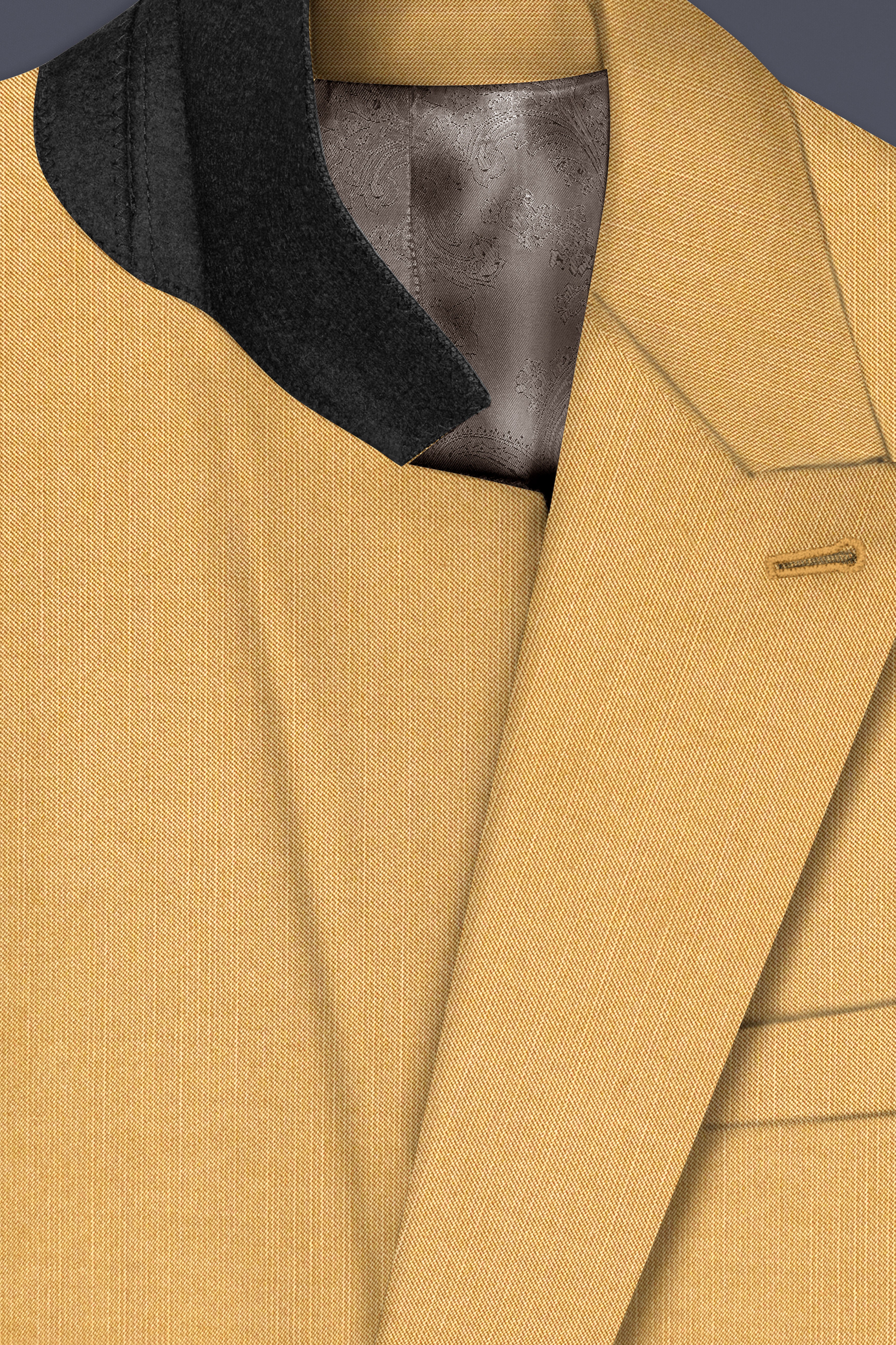 Marula-Desert Yellow Solid Wool Rich Double Breasted Slight Stretch Suit