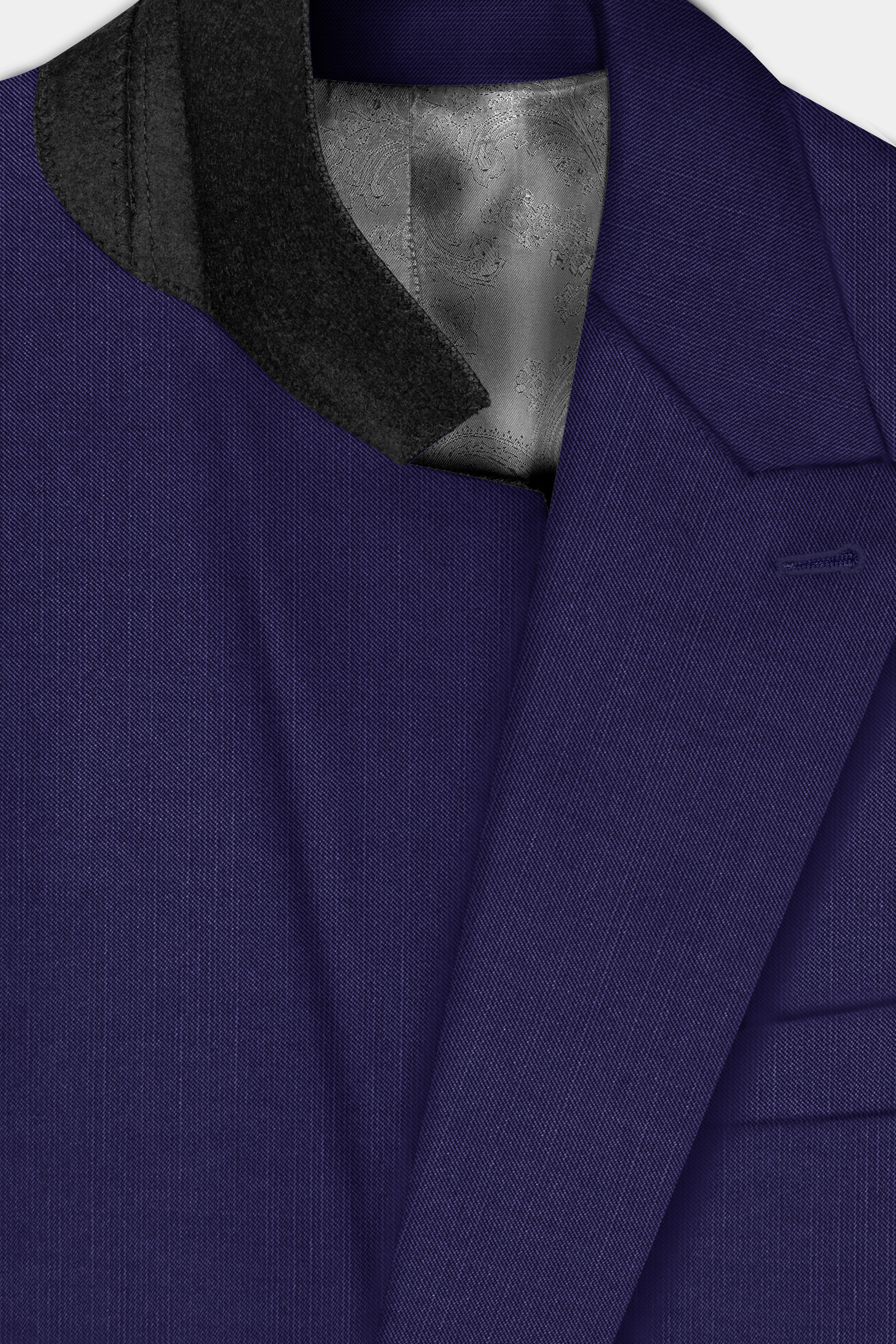 Triton-Martinique Blue Solid Wool Rich Double Breasted Stretchable traveler Suit