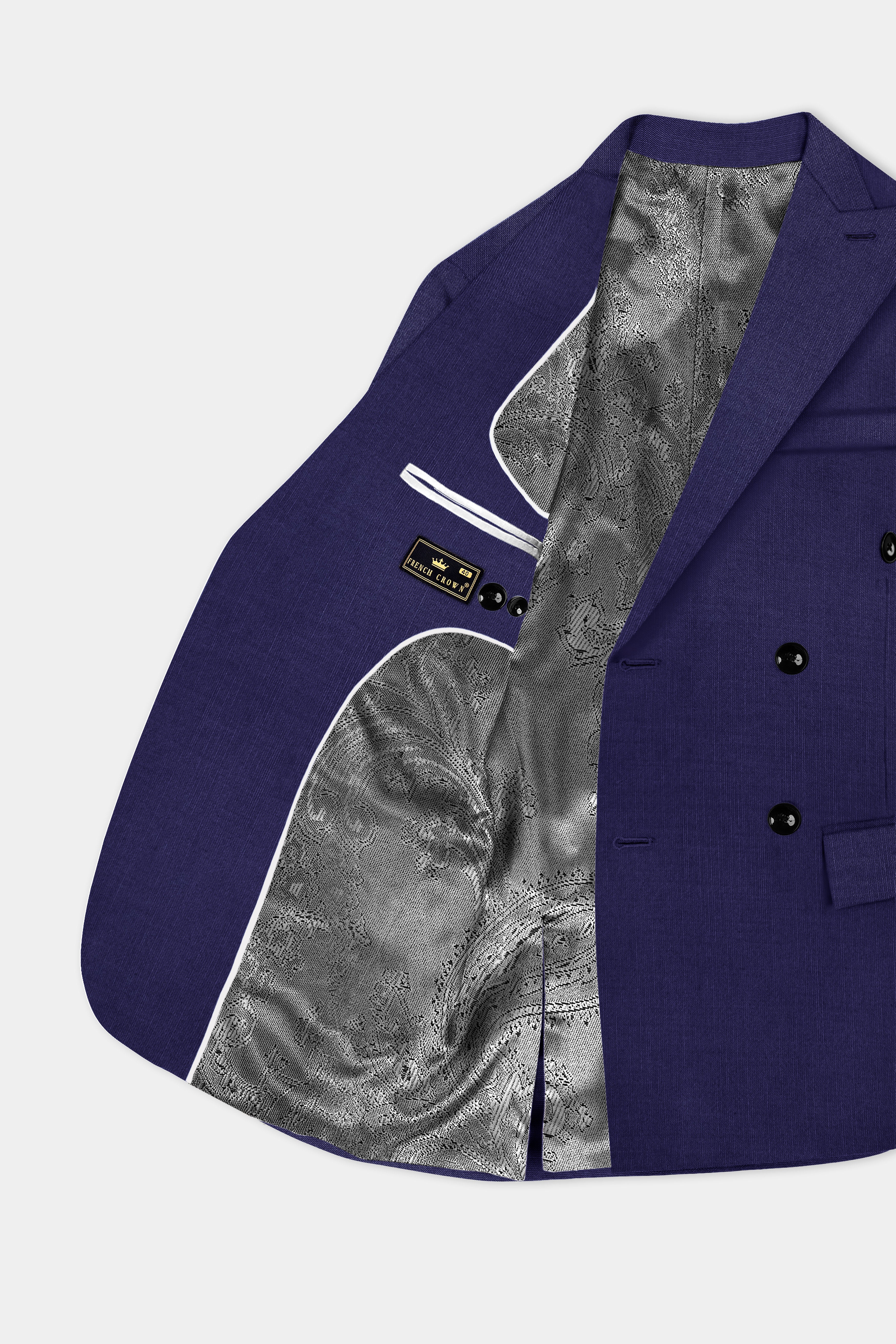Triton-Martinique Blue Solid Wool Rich Double Breasted Stretchable traveler Suit