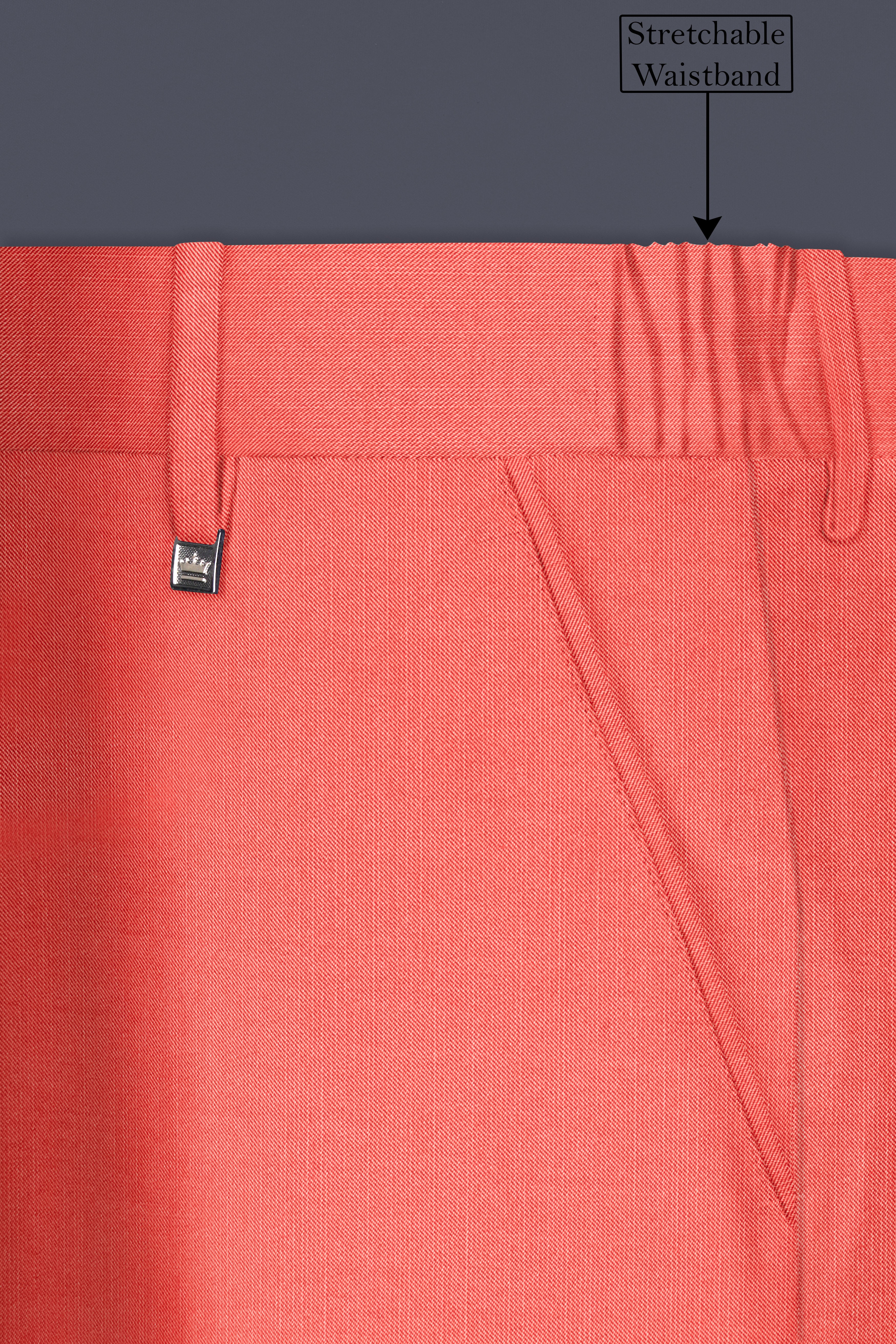 Aurora-Salmon Orange Solid Wool Rich Double Breasted Stretchable traveler Suit