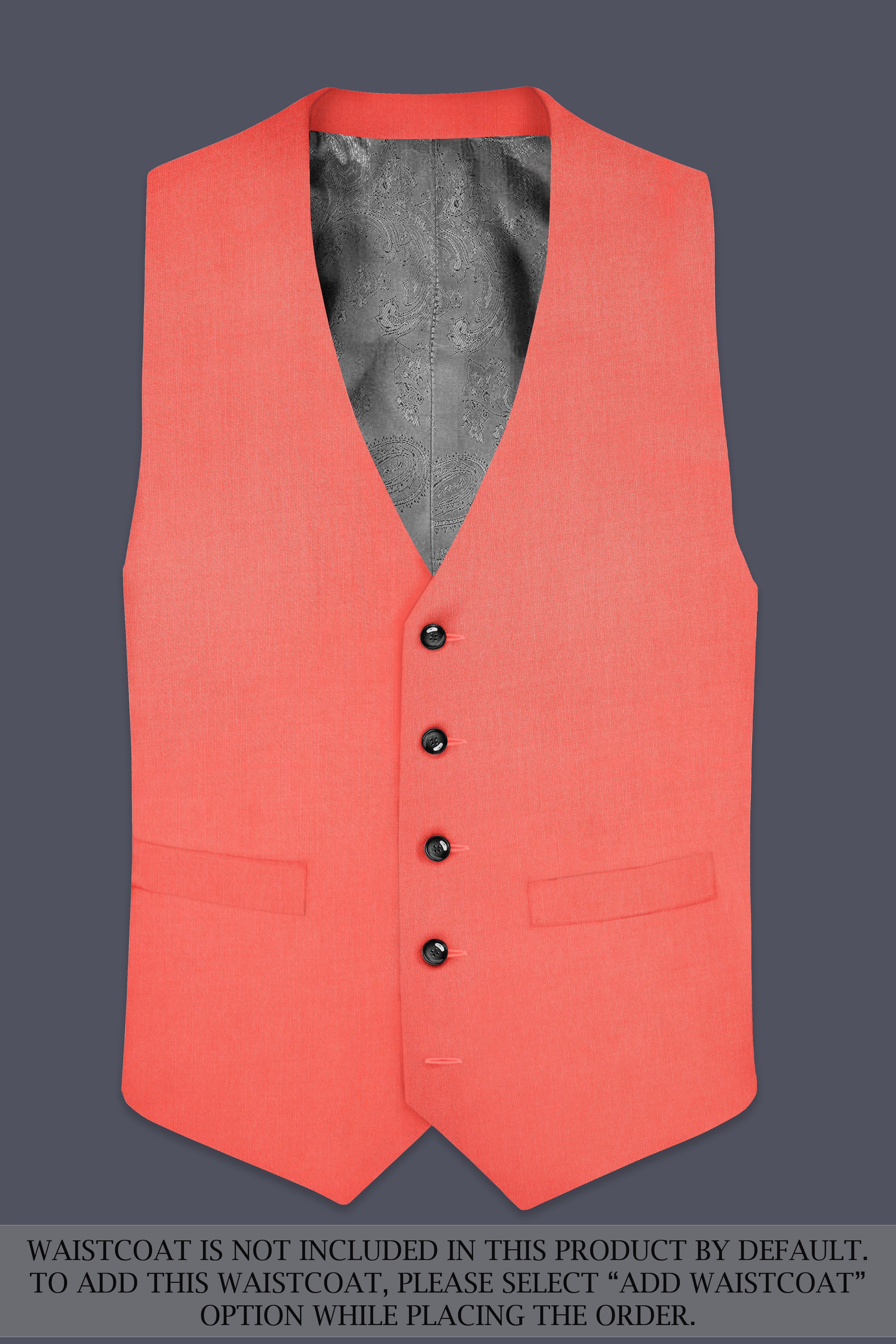 Aurora-Salmon Orange Solid Wool Rich Double Breasted Stretchable traveler Suit
