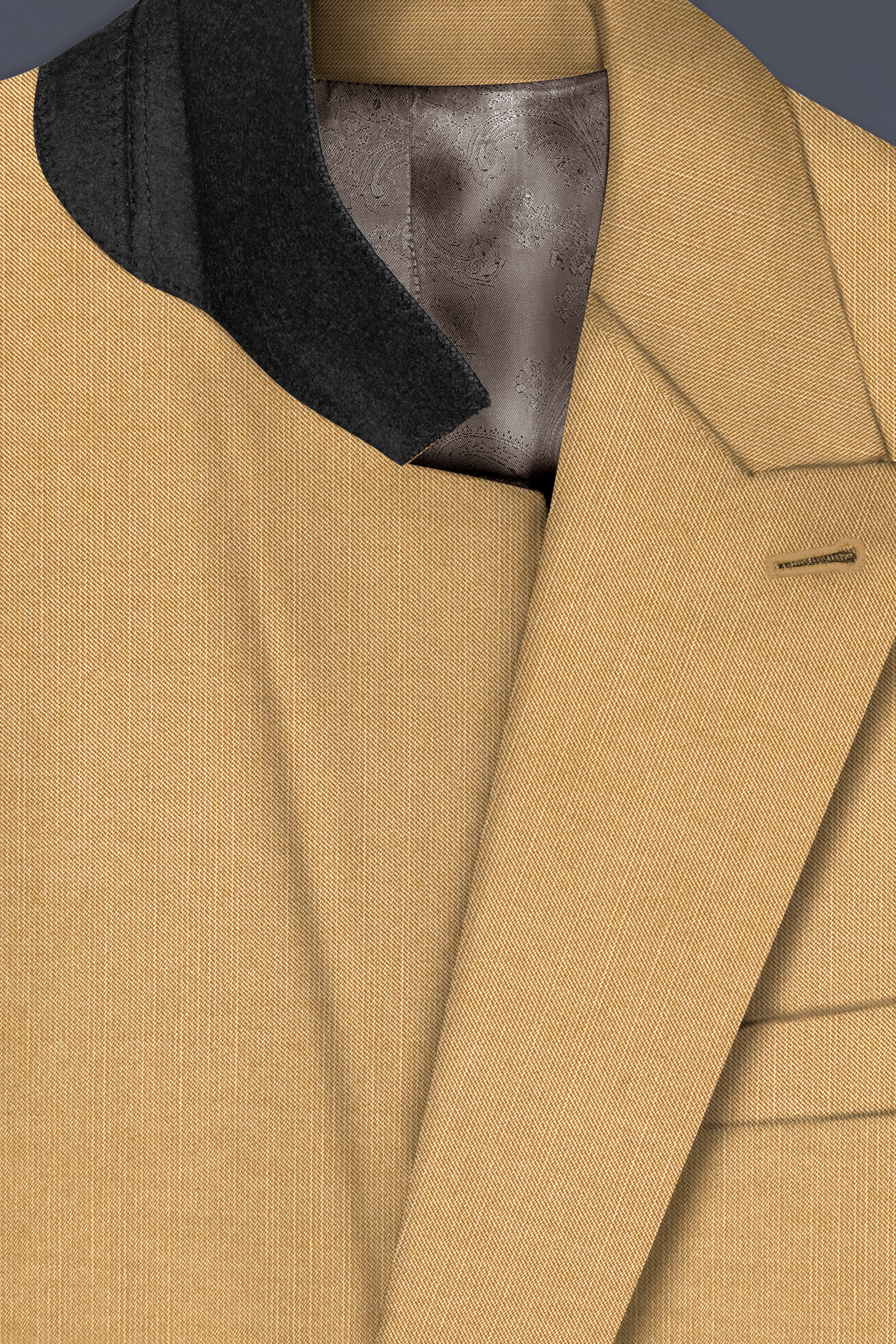 Sepia-Twine Brown Solid Wool Rich Double Breasted Slight Stretch Suit