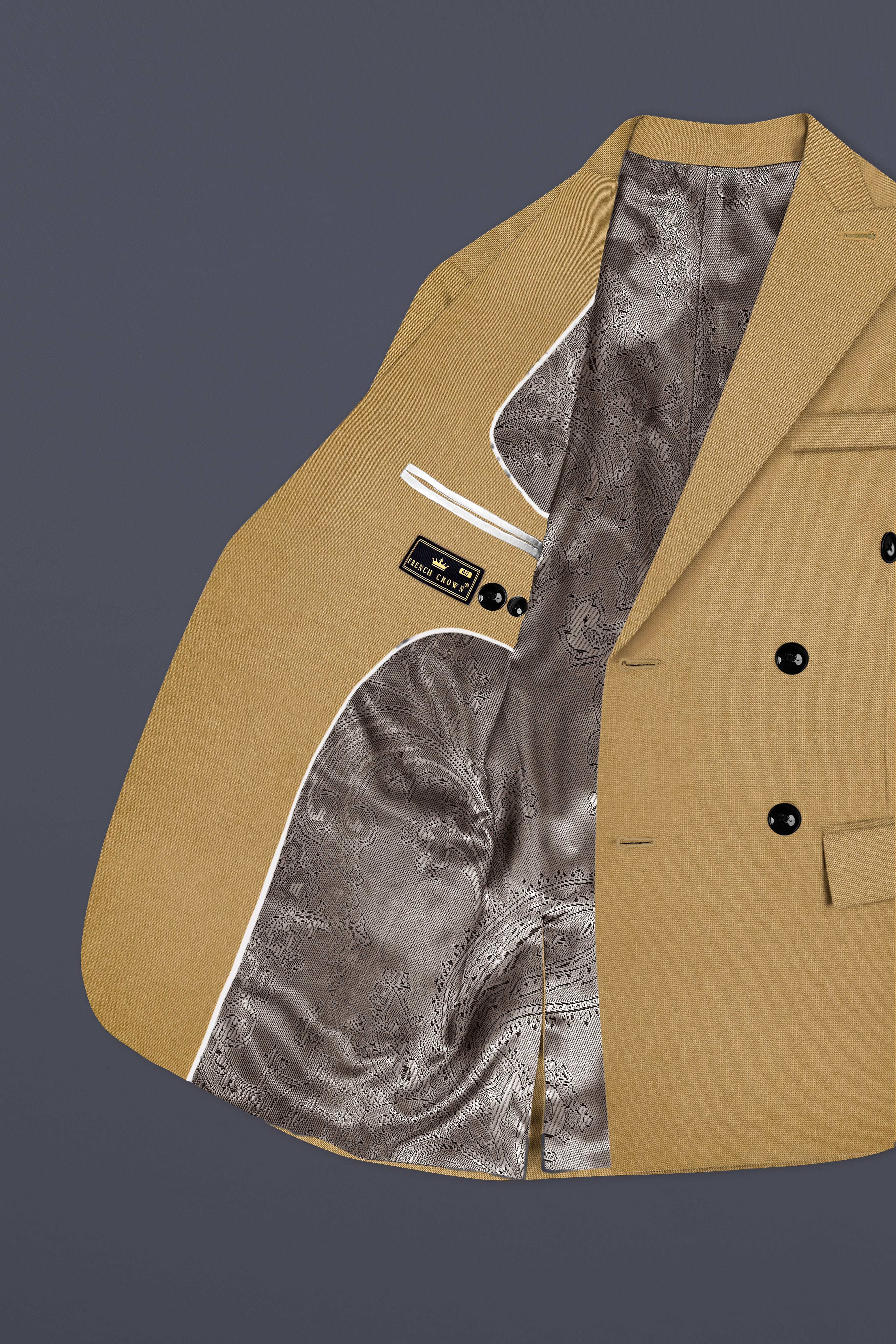 Sepia-Twine Brown Solid Wool Rich Double Breasted Slight Stretch Suit