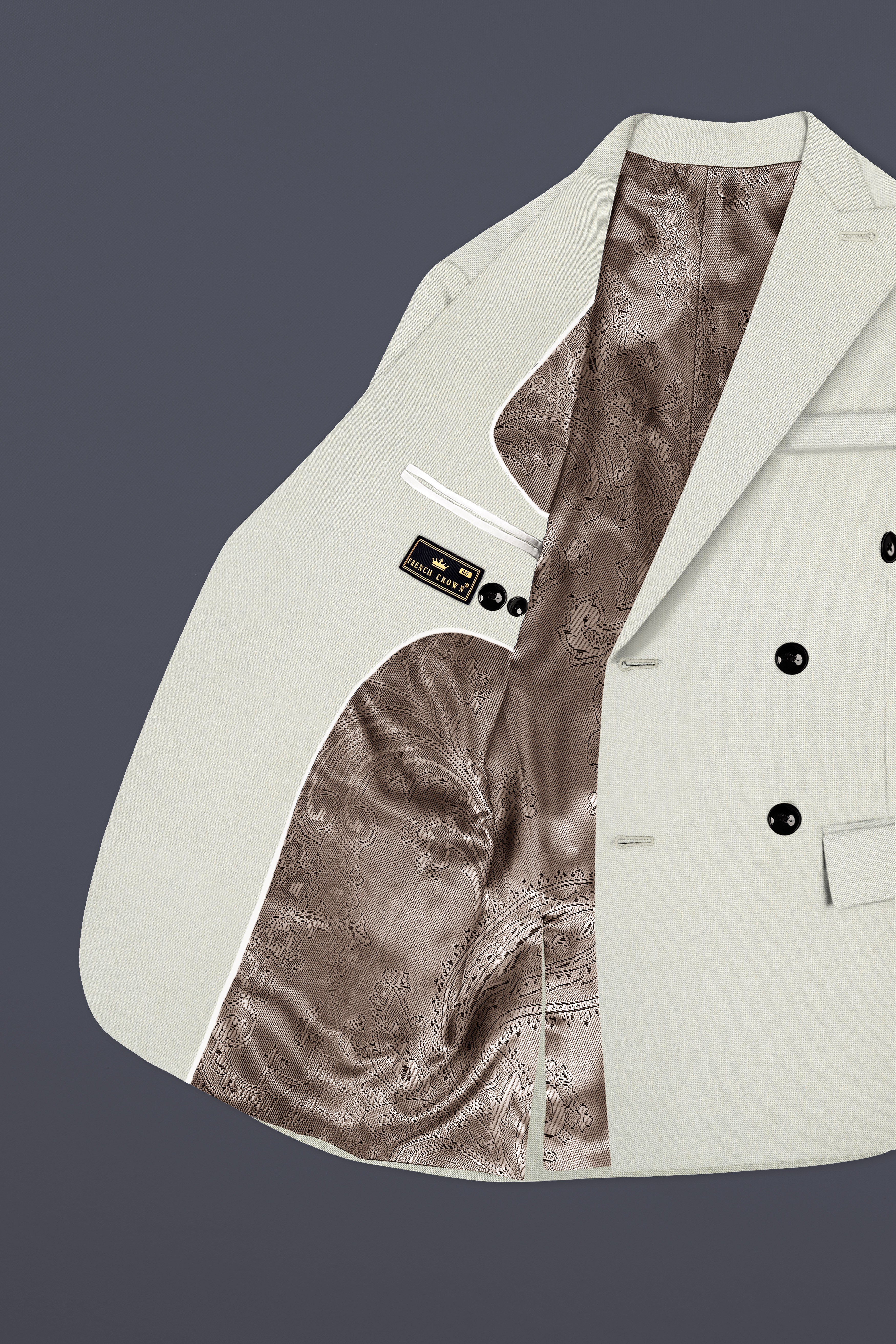 Mist-Swirl Gray Solid Wool Rich Double Breasted Slight Stretch Suit