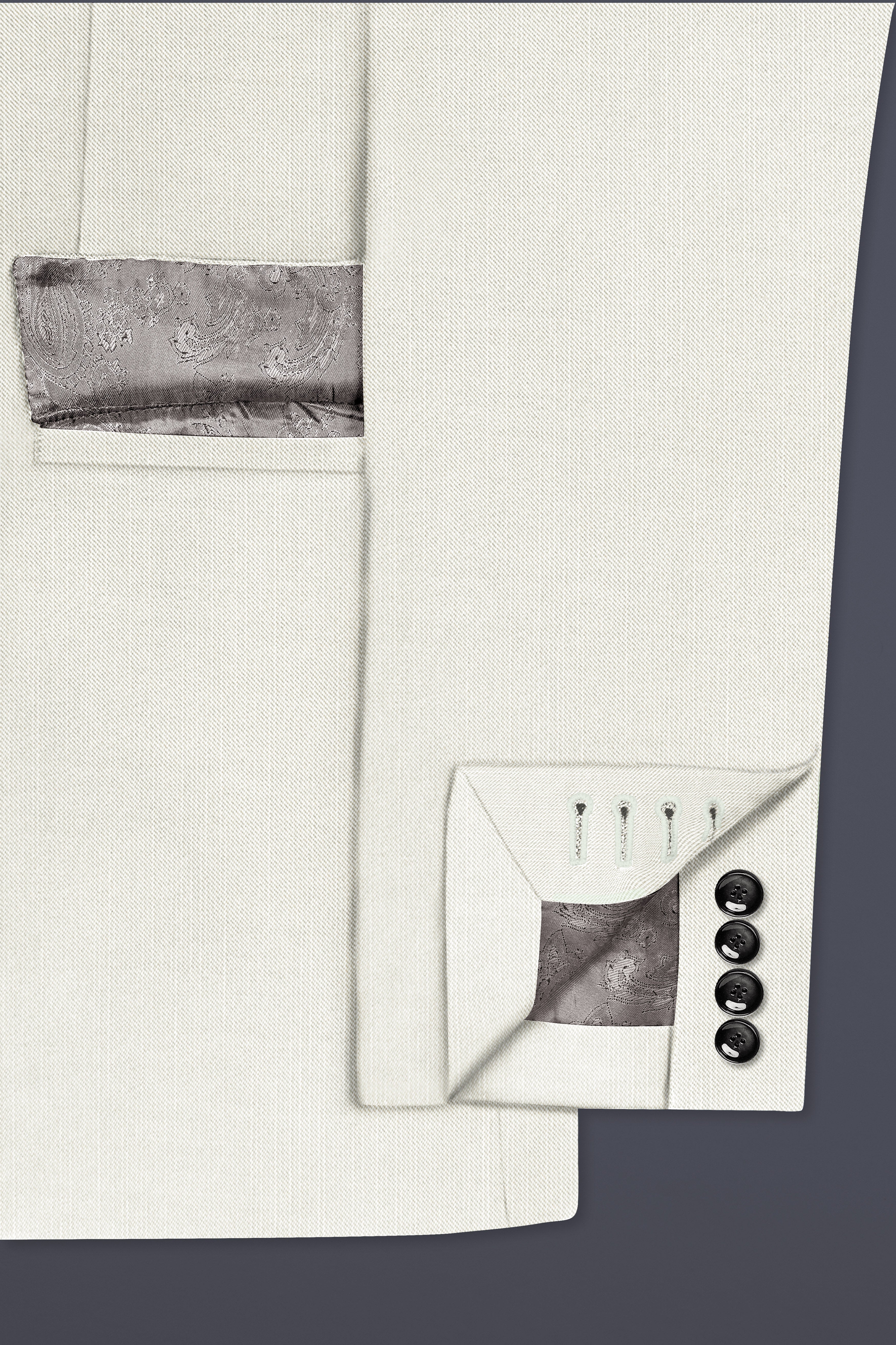 Mist-Swirl Gray Solid Wool Rich Double Breasted Slight Stretch Suit