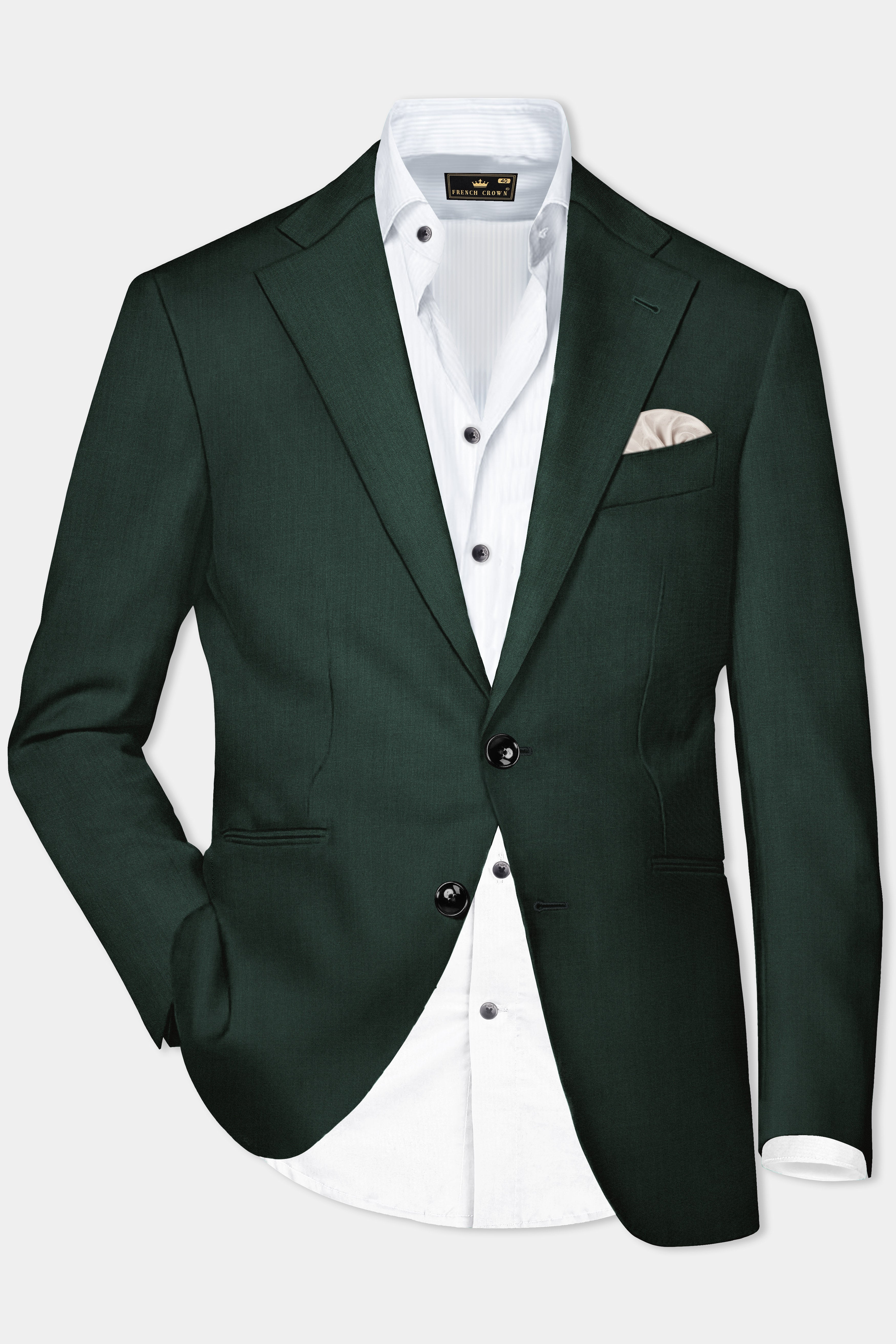Chicago Green Solid Wool Rich Single Breasted Suit