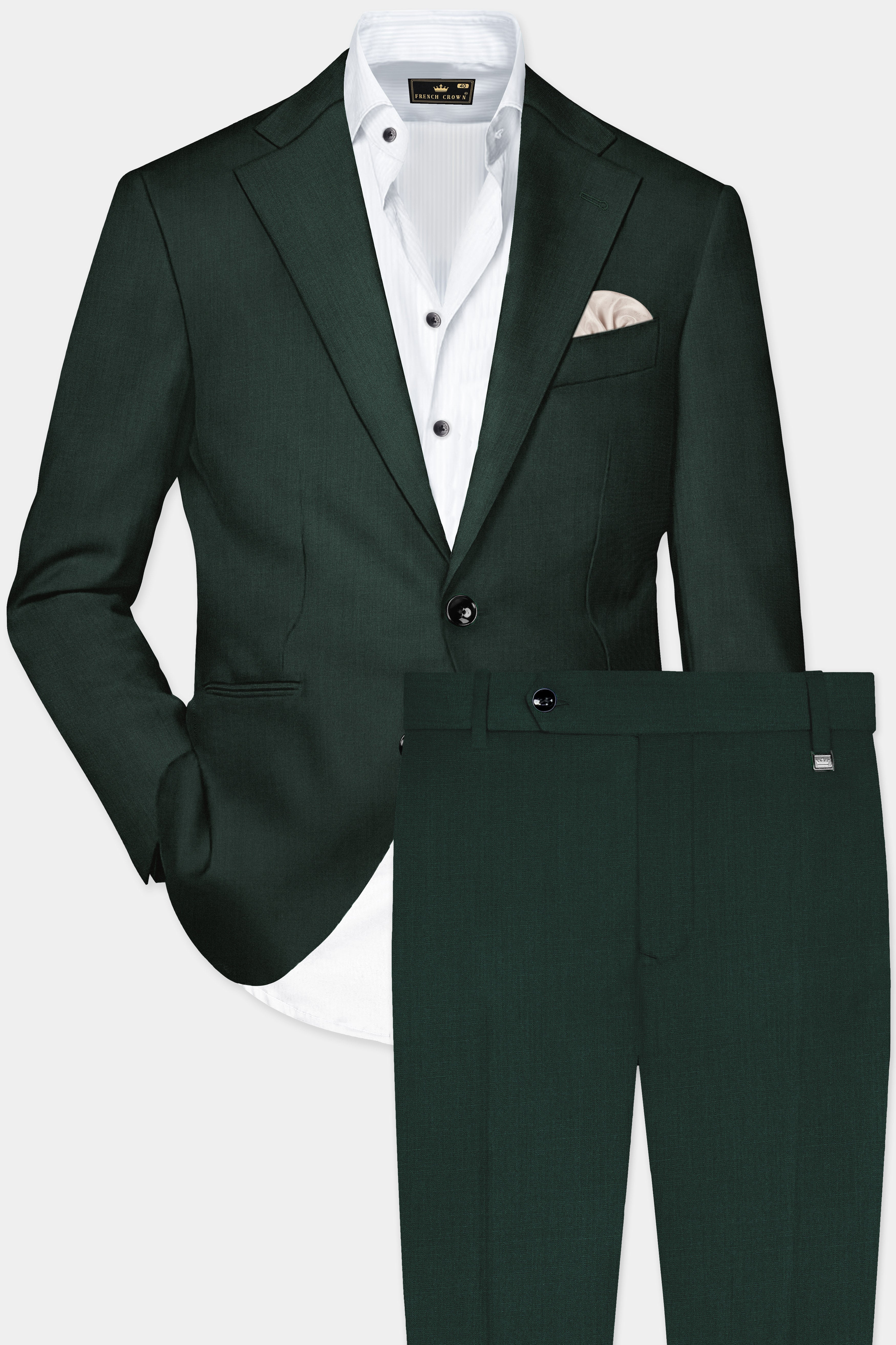 Chicago Green Solid Wool Rich Single Breasted Suit