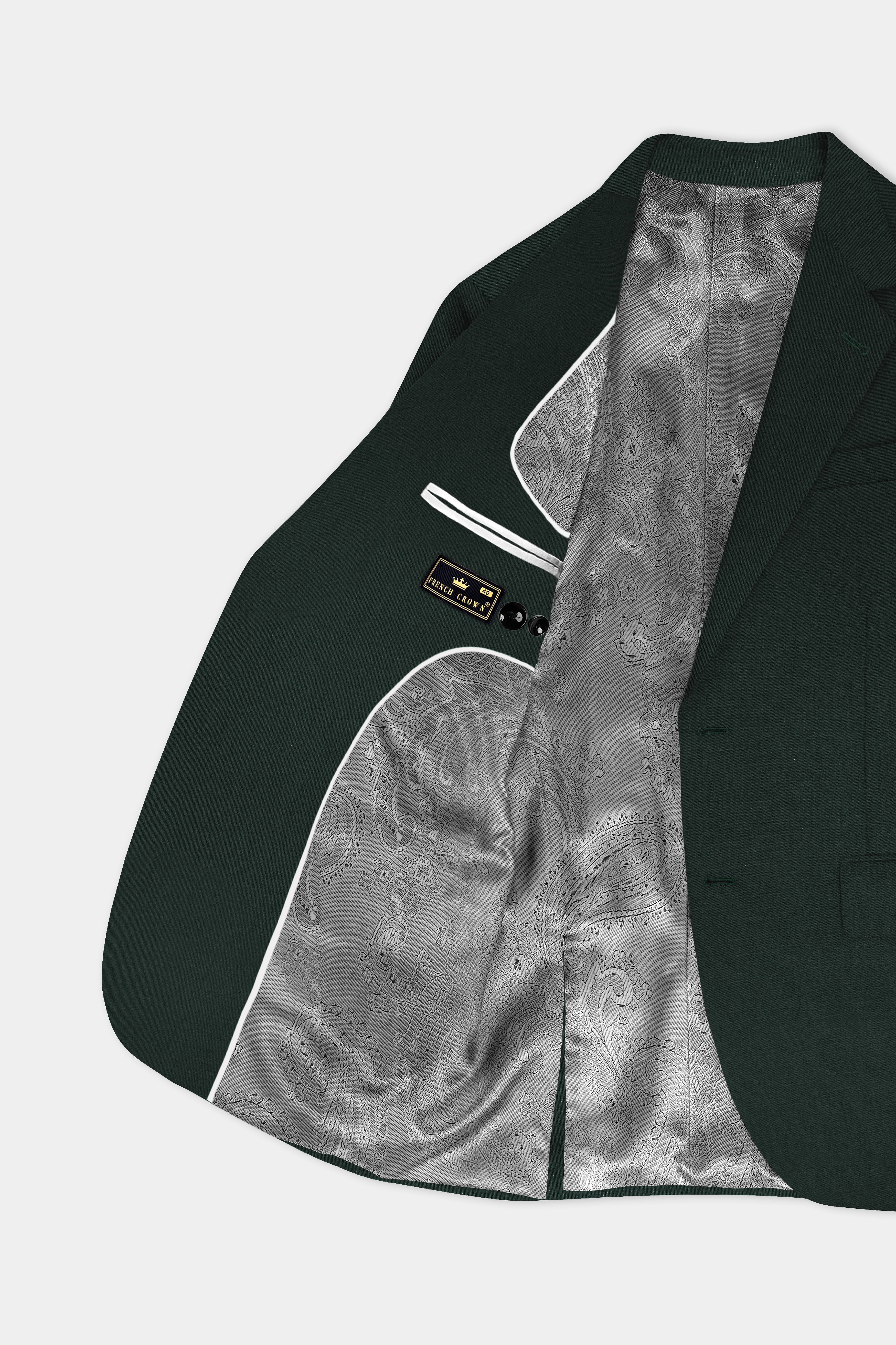 Chicago Green Solid Wool Rich Single Breasted Suit