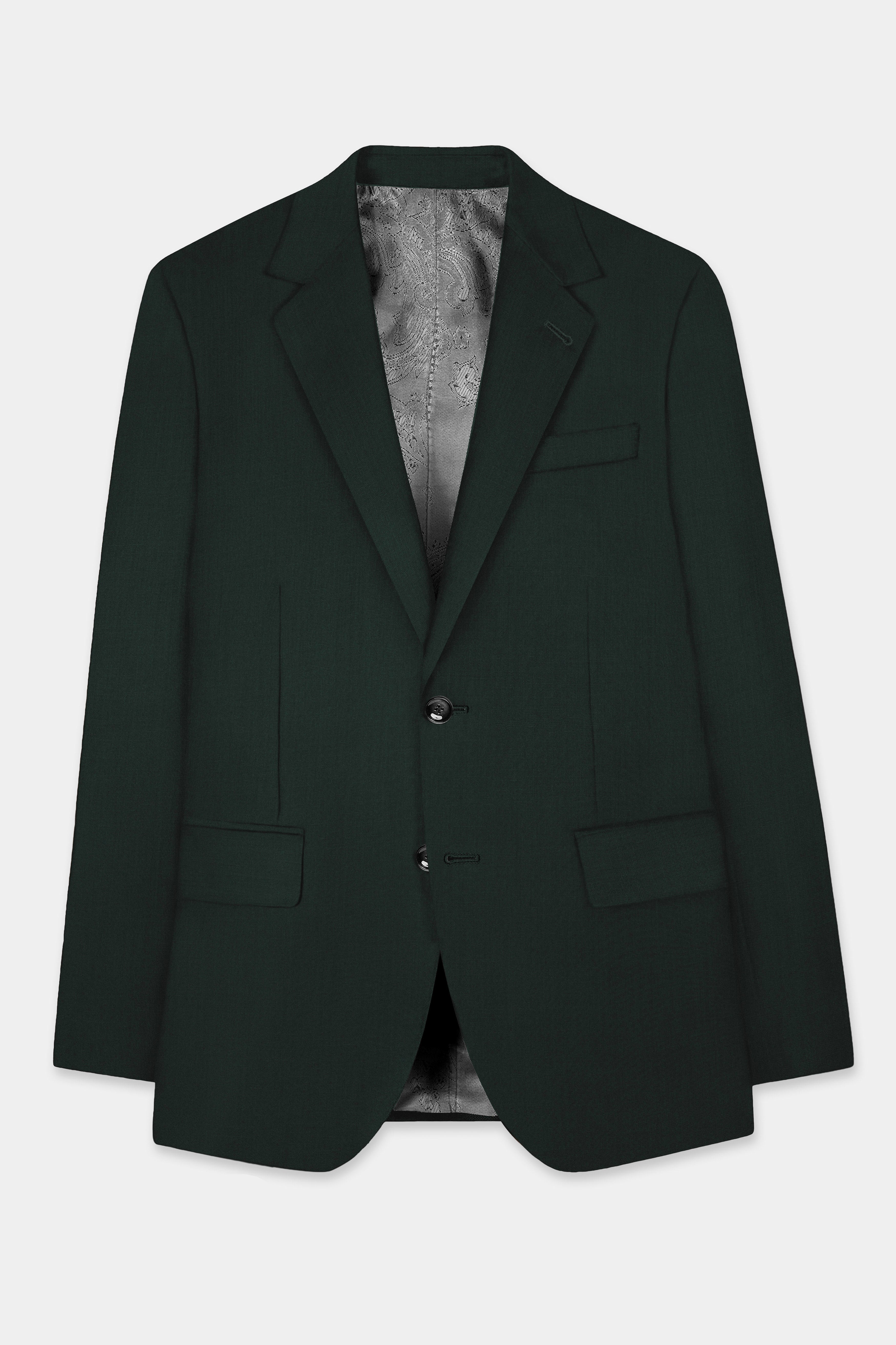 Chicago Green Solid Wool Rich Single Breasted Suit