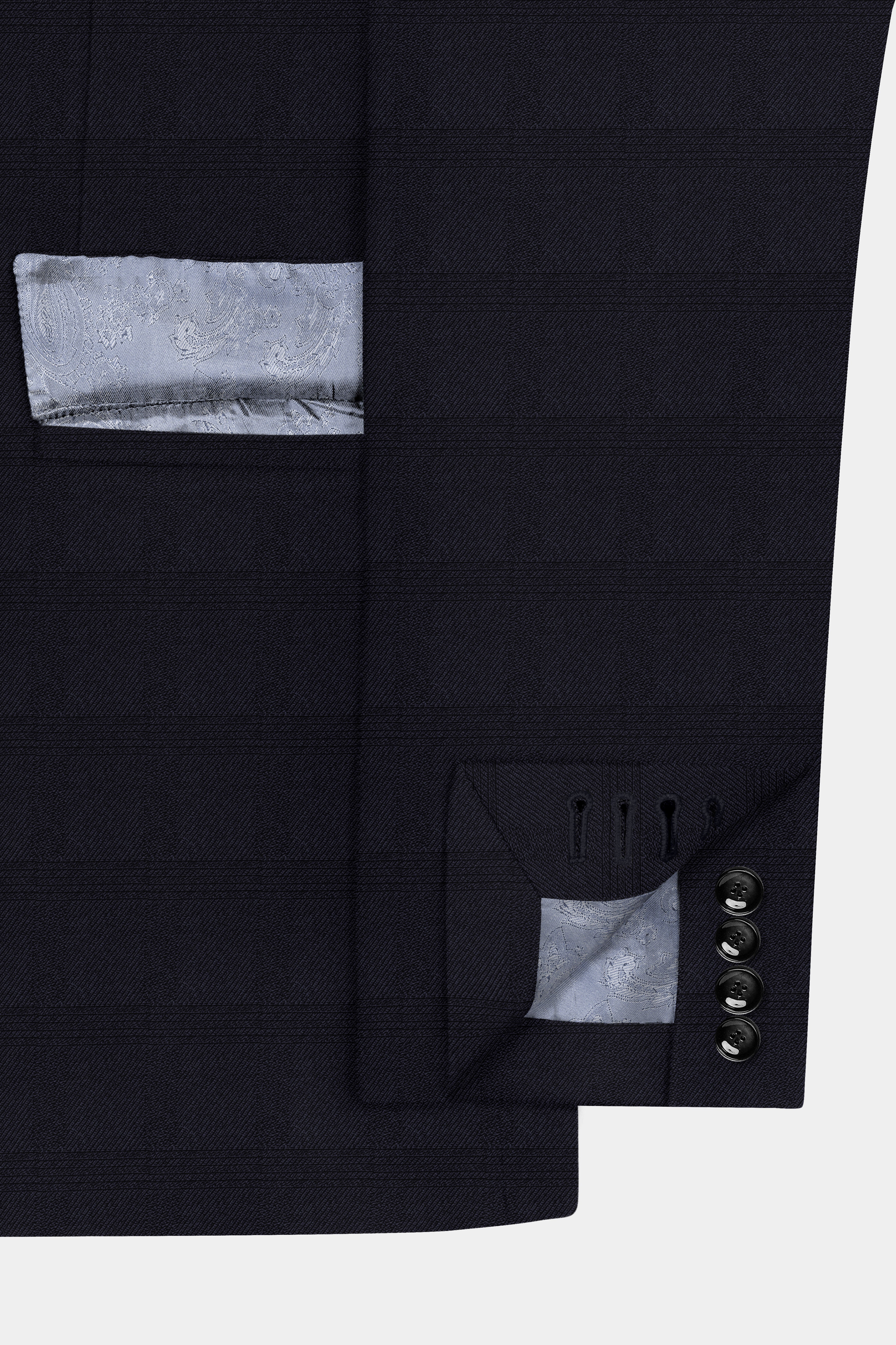 Cinder Blue Textured Wool Rich Bandhgala Designer Suit