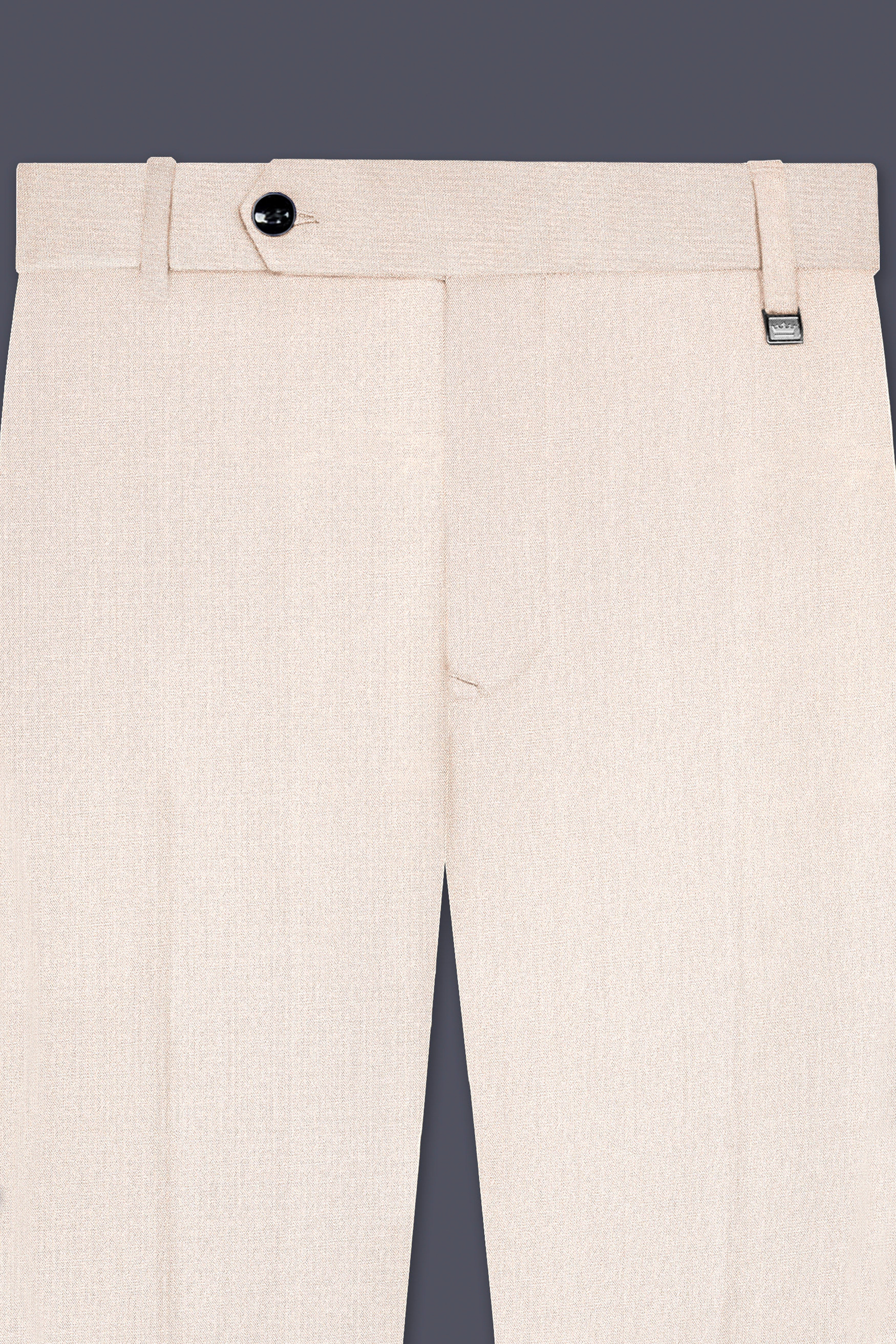Spanish Cream Solid Wool Blend Cross Placket Bandhgala Suit
