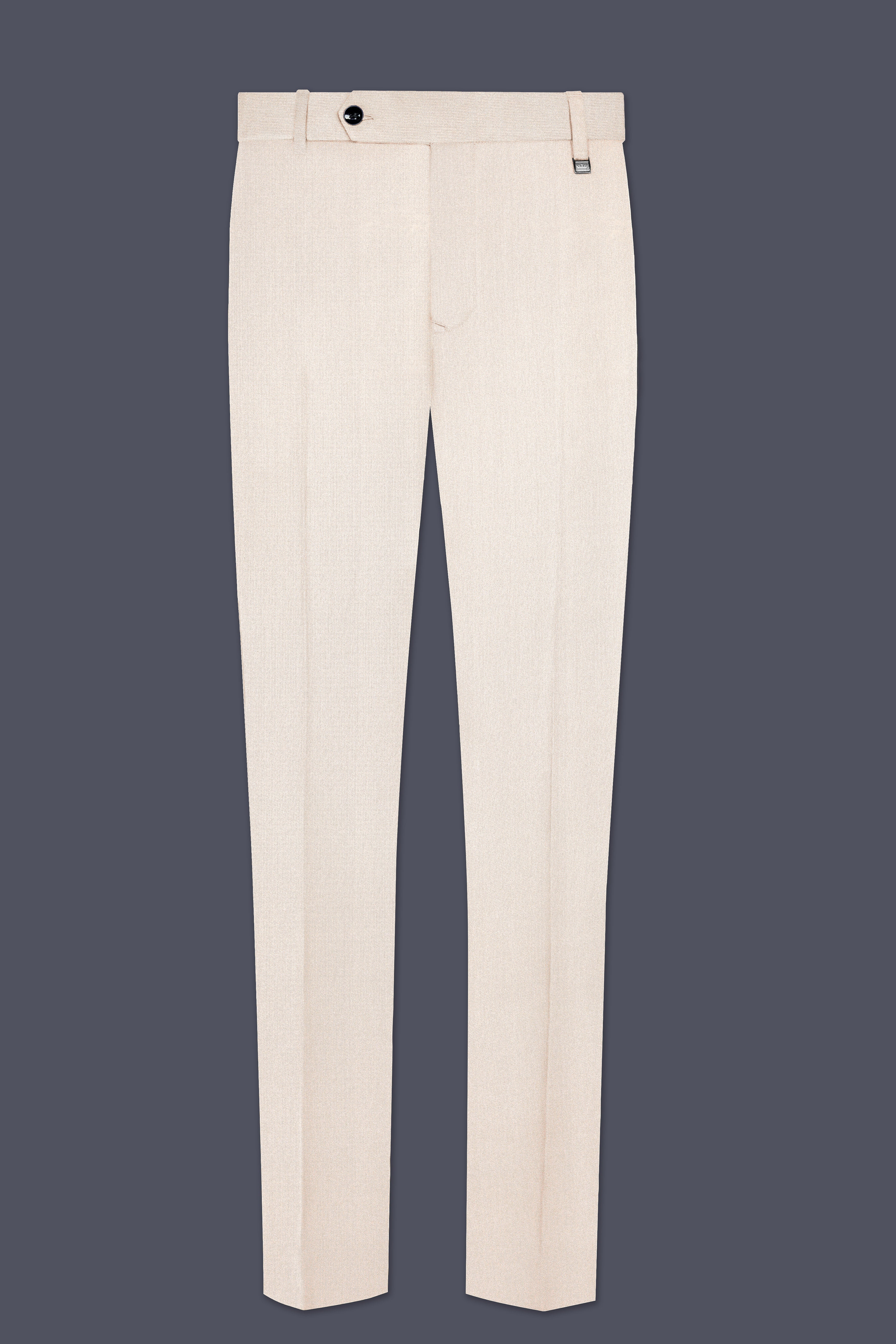 Spanish Cream Solid Wool Blend Cross Placket Bandhgala Suit