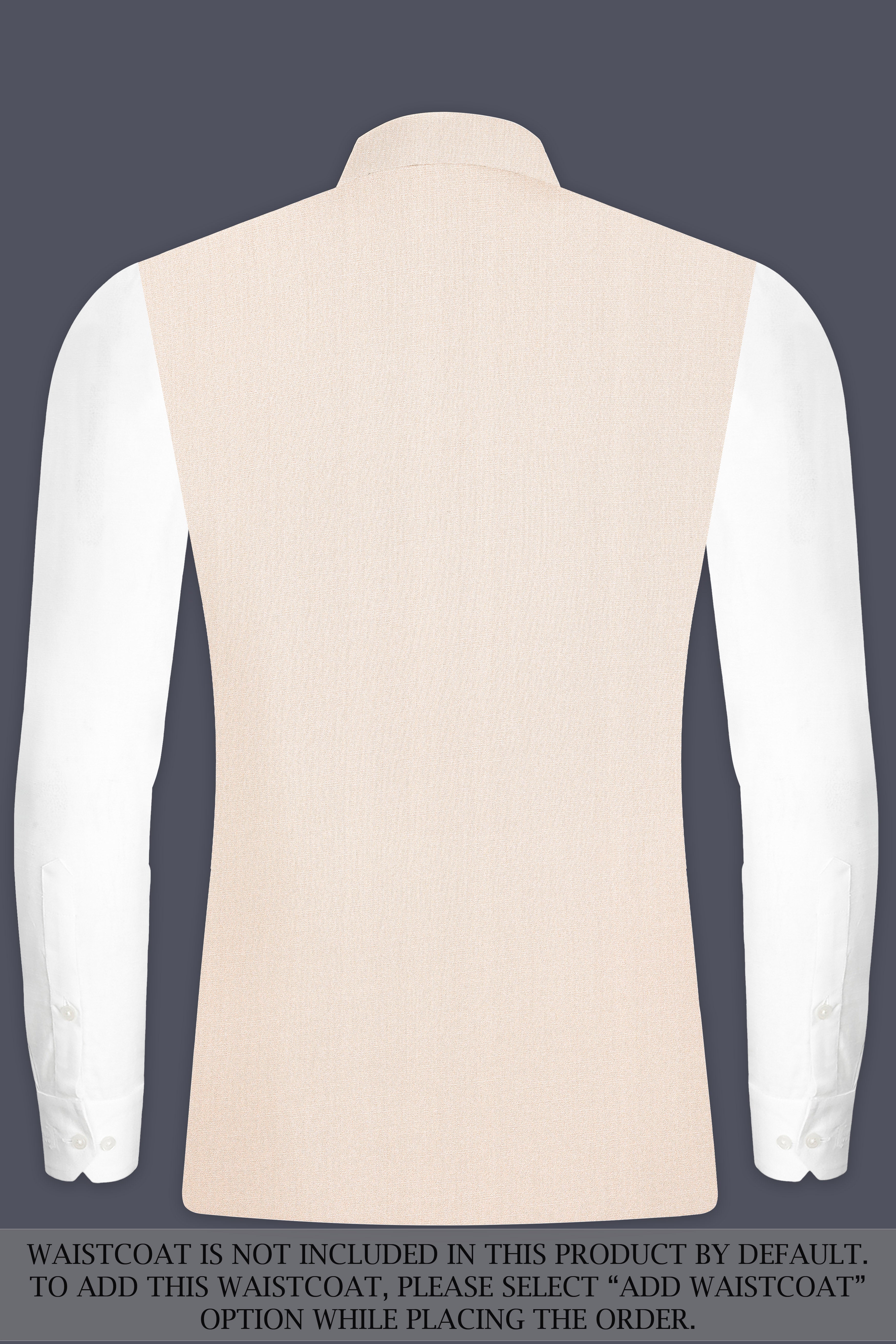 Spanish Cream Solid Wool Blend Cross Placket Bandhgala Suit