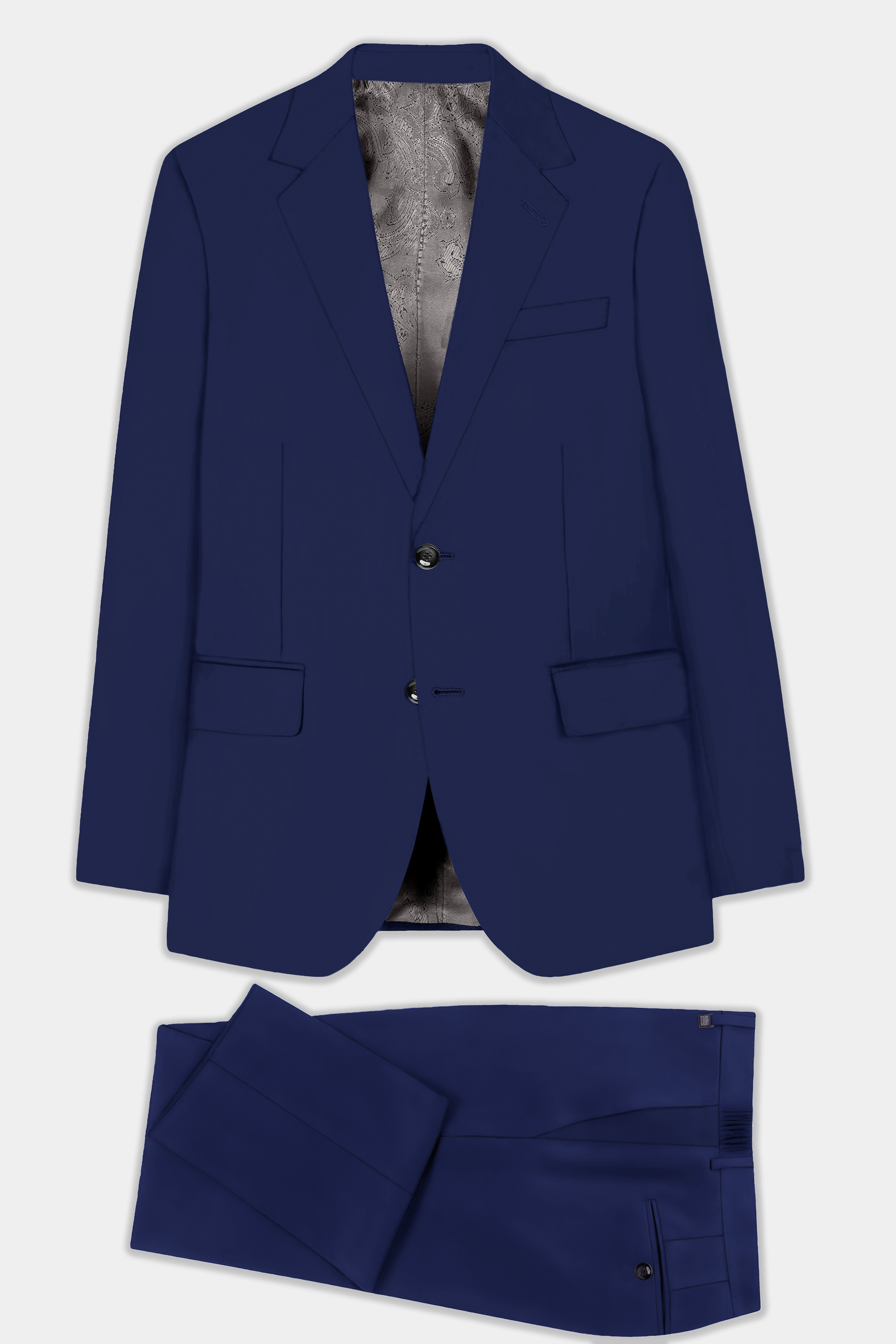 Berry Blue Solid Wool Rich Single Breasted Suit