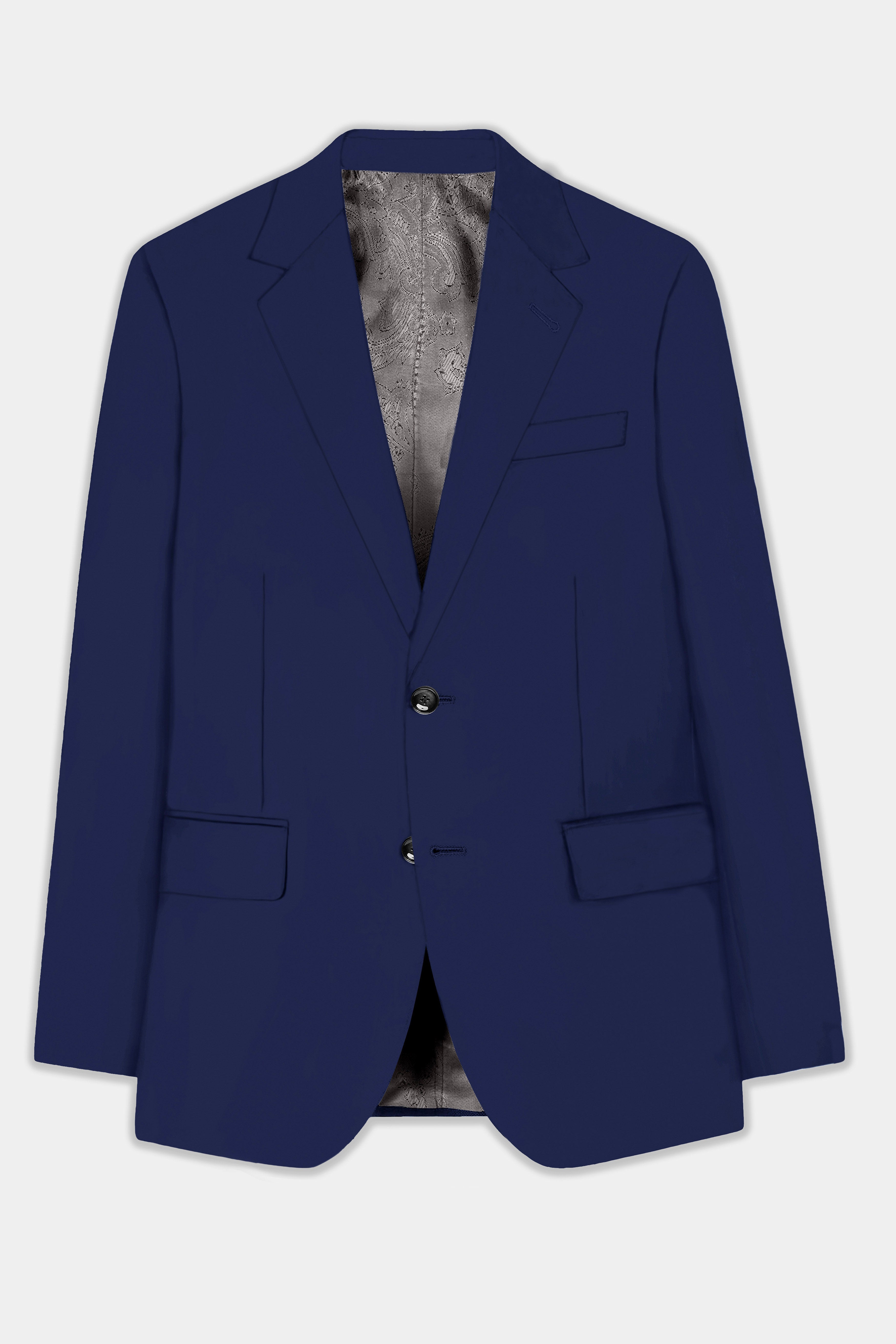 Berry Blue Solid Wool Rich Single Breasted Suit