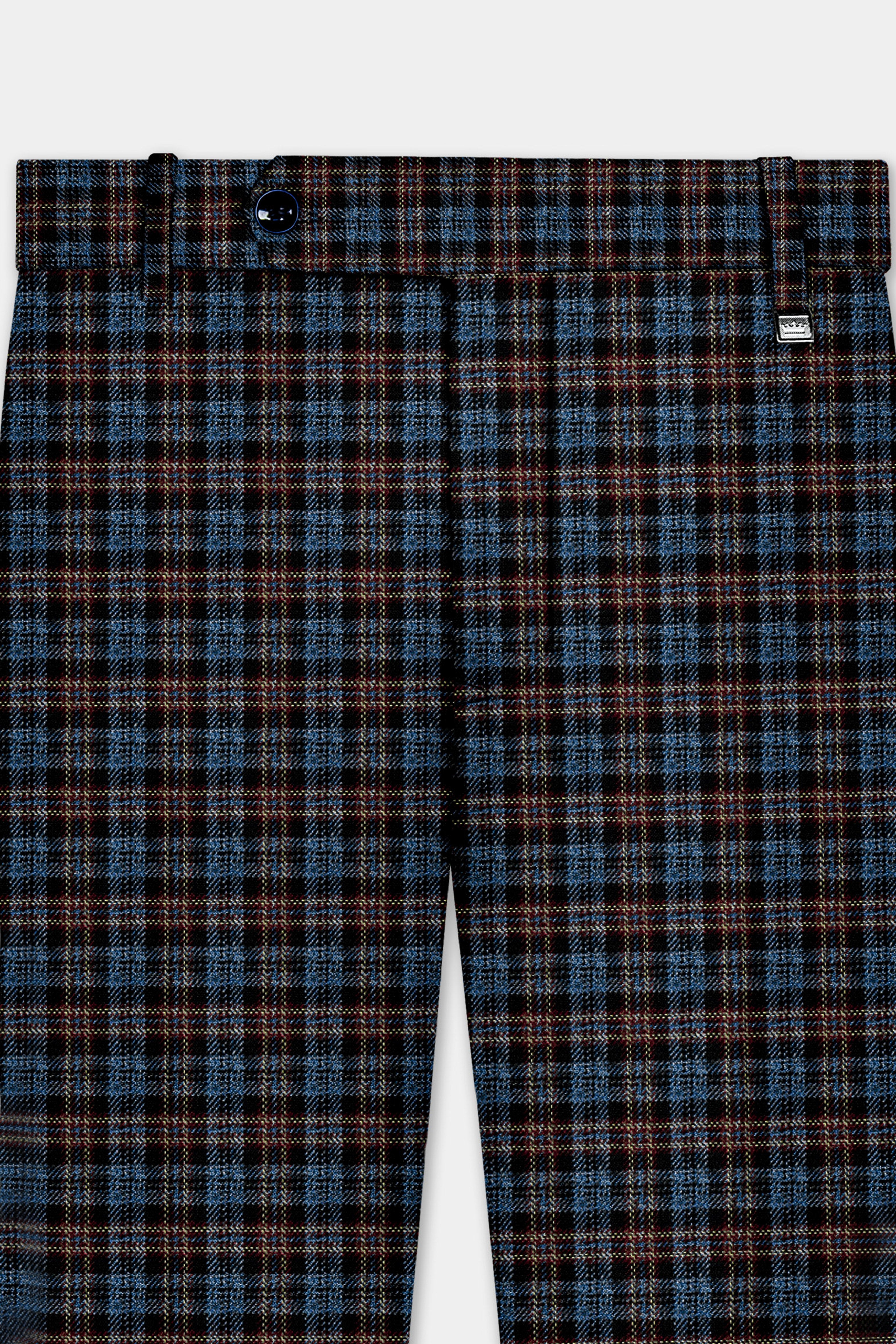 Asphalt Blue Plaid Wool Rich Double Breasted Sport Suit