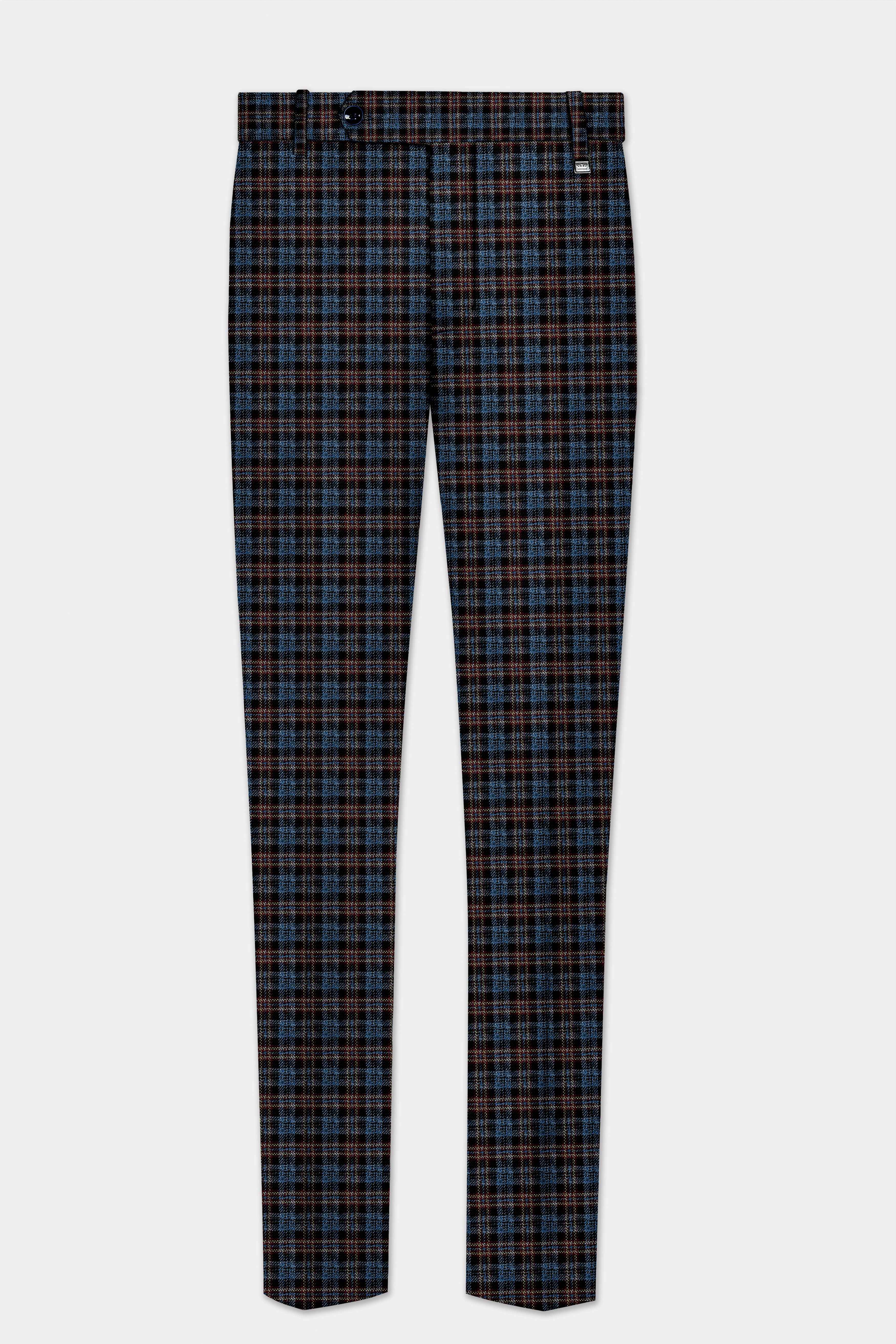 Asphalt Blue Plaid Wool Rich Double Breasted Sport Suit