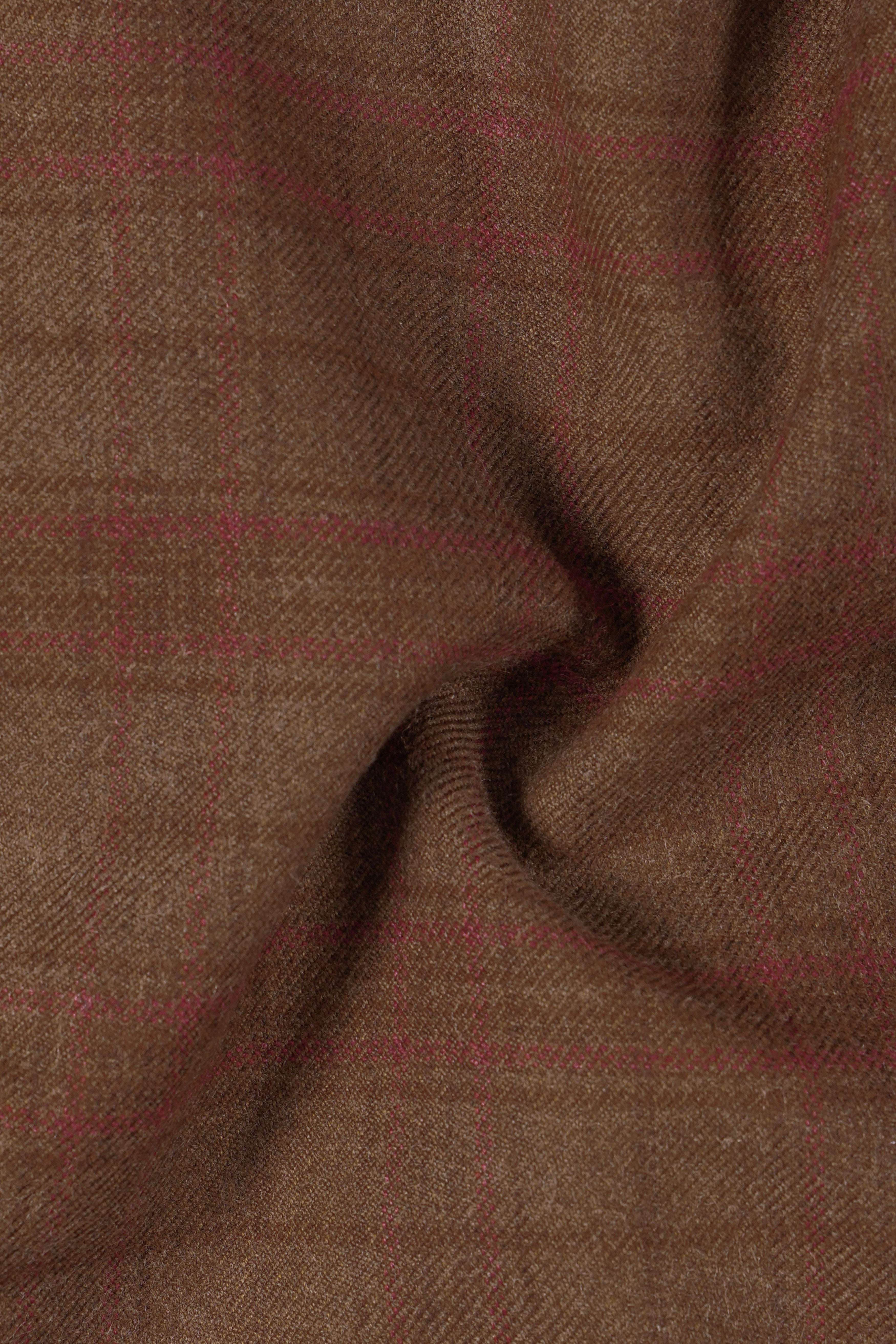 Cango Brown Plaid Wool Rich Single Breasted Suit