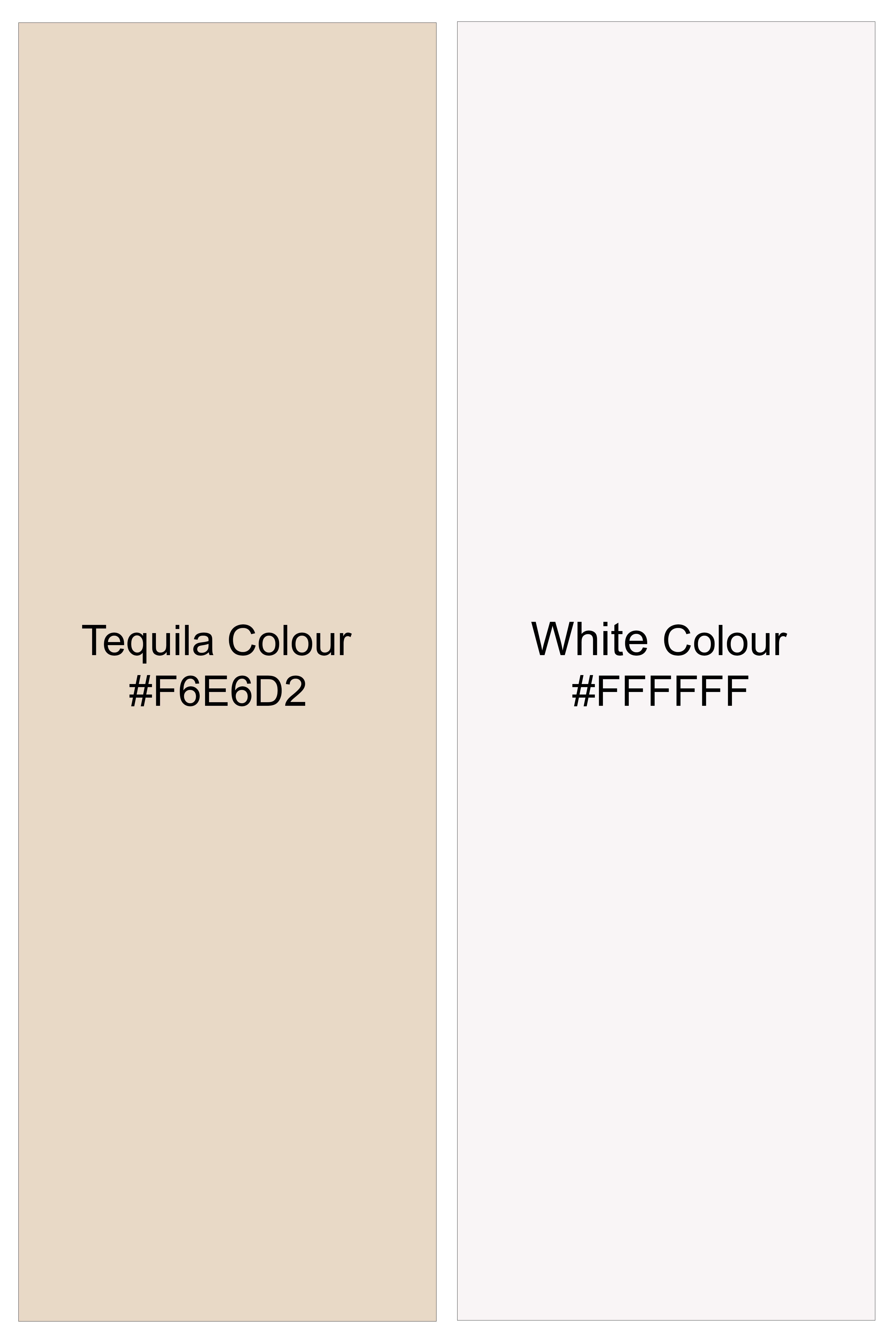 Tequila Cream And Bright White thread Embroidered Single Breasted Suit