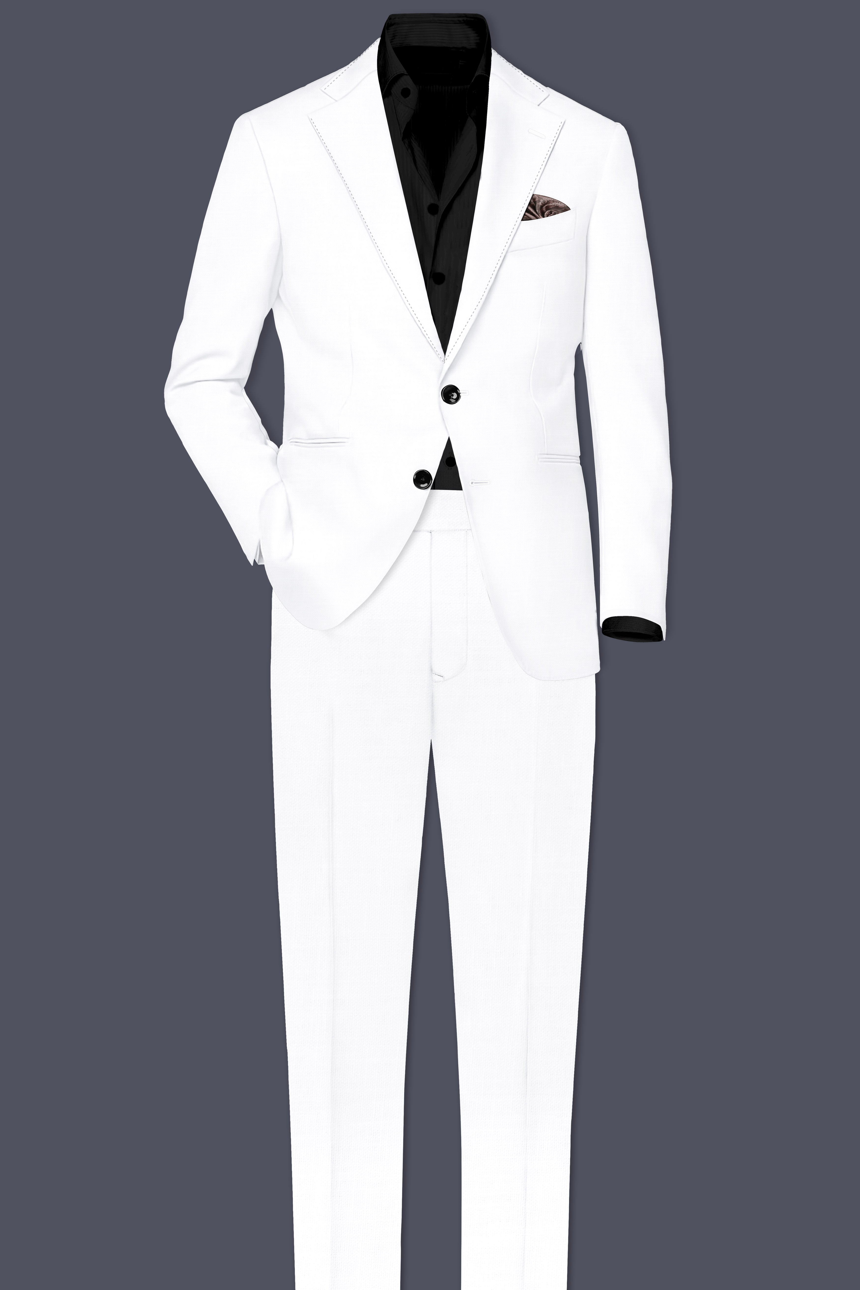 Bright White Luxurious Linen Designer Suit