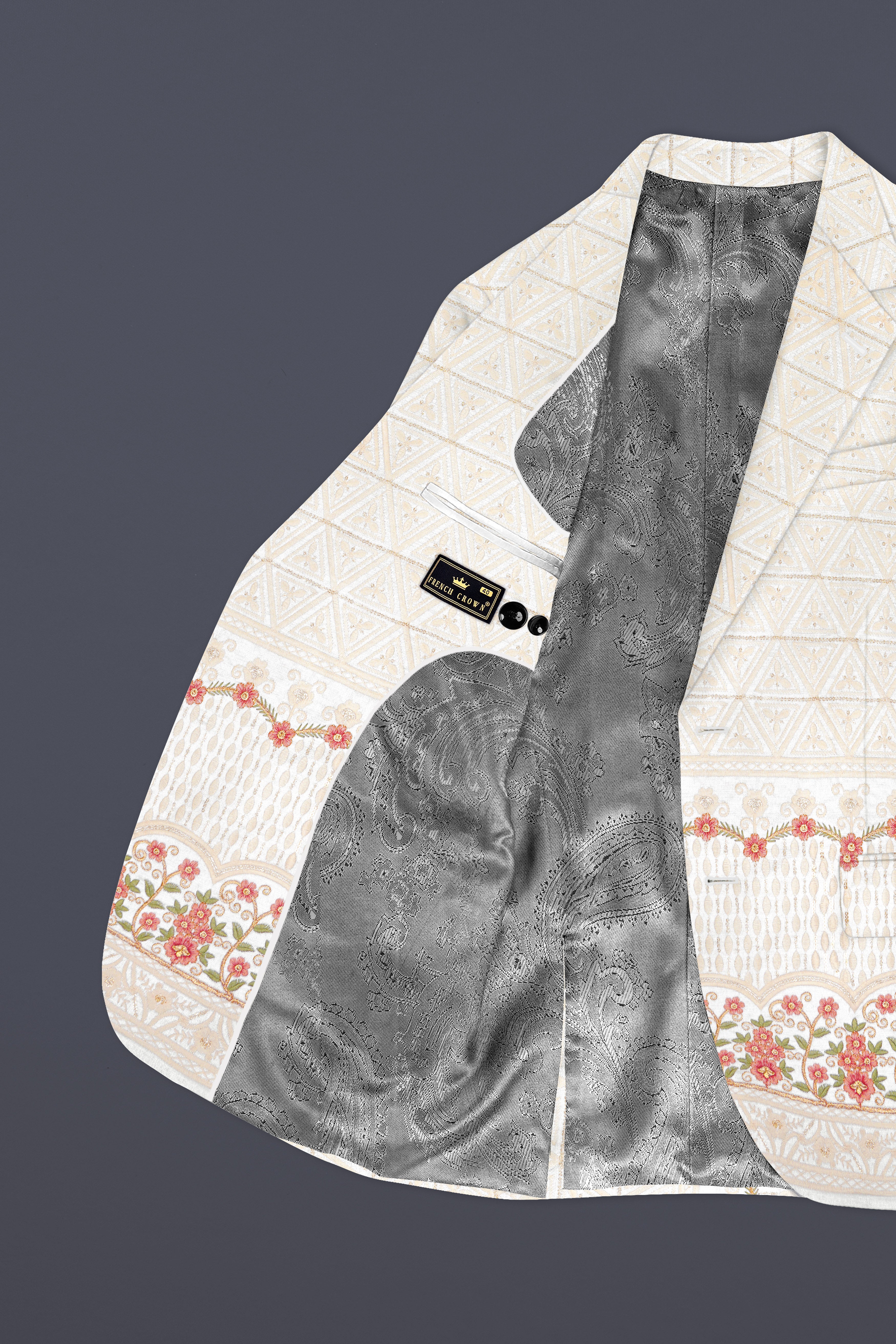 Fantasy Off White And Blush Pink Sequin and thread Embroidered Single Breasted Suit