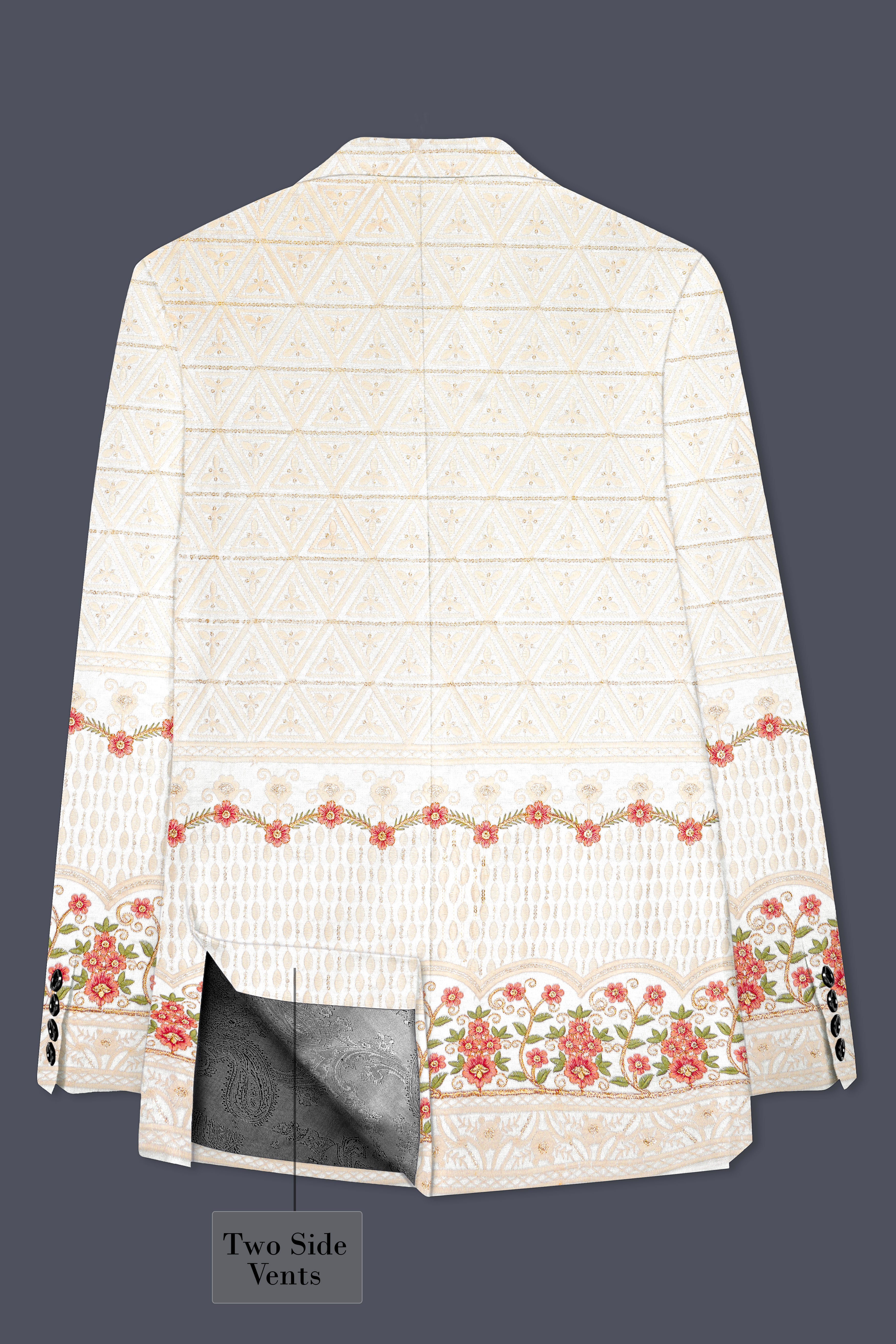 Fantasy Off White And Blush Pink Sequin and thread Embroidered Single Breasted Suit