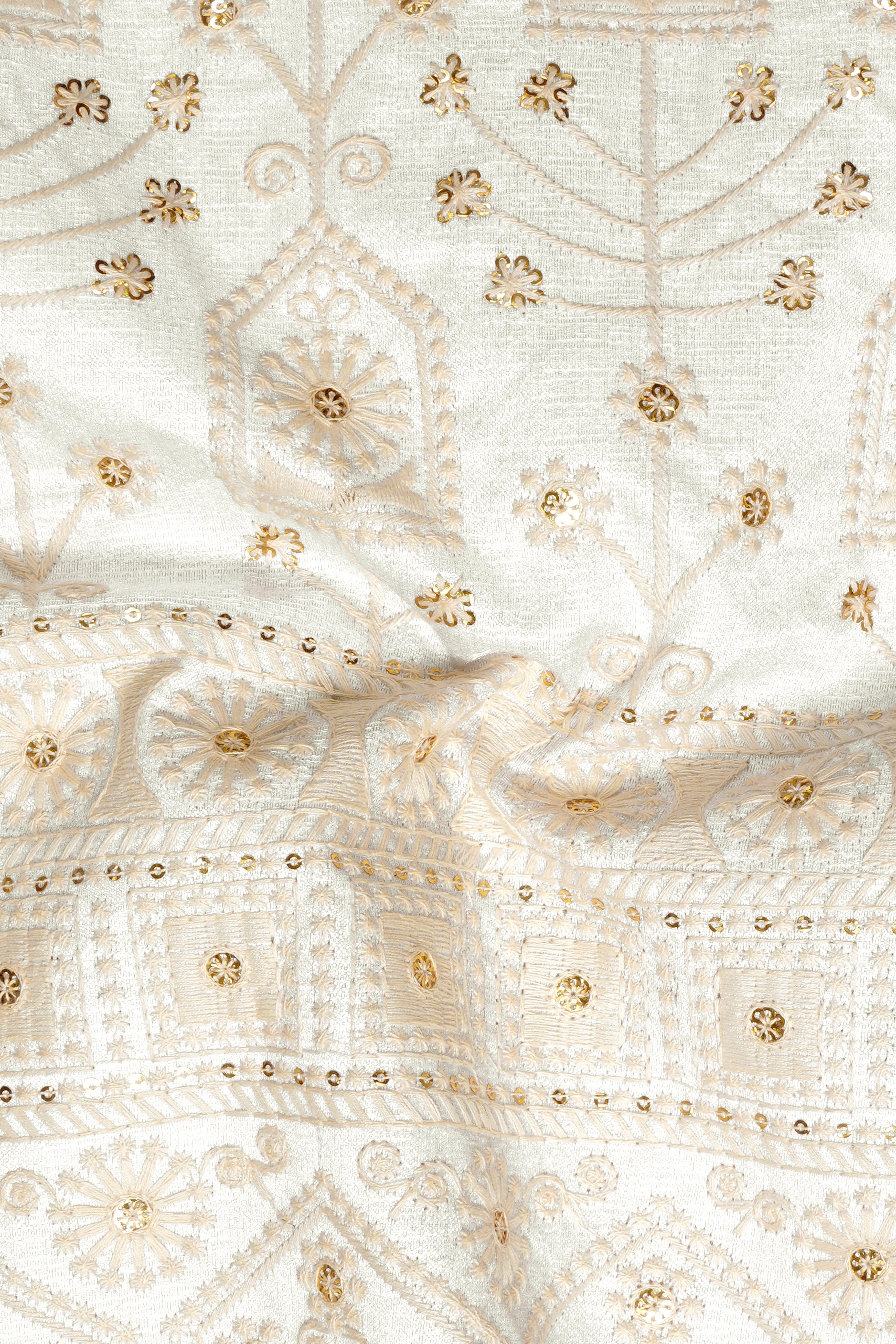 Fantasy Off White And Blush Pink Sequin and thread Embroidered Tuxedo Suit