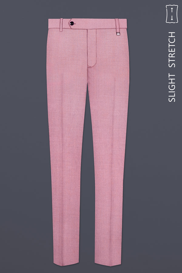 Viola Pink Solid Wool Rich Slight Stretch Waistband Pant