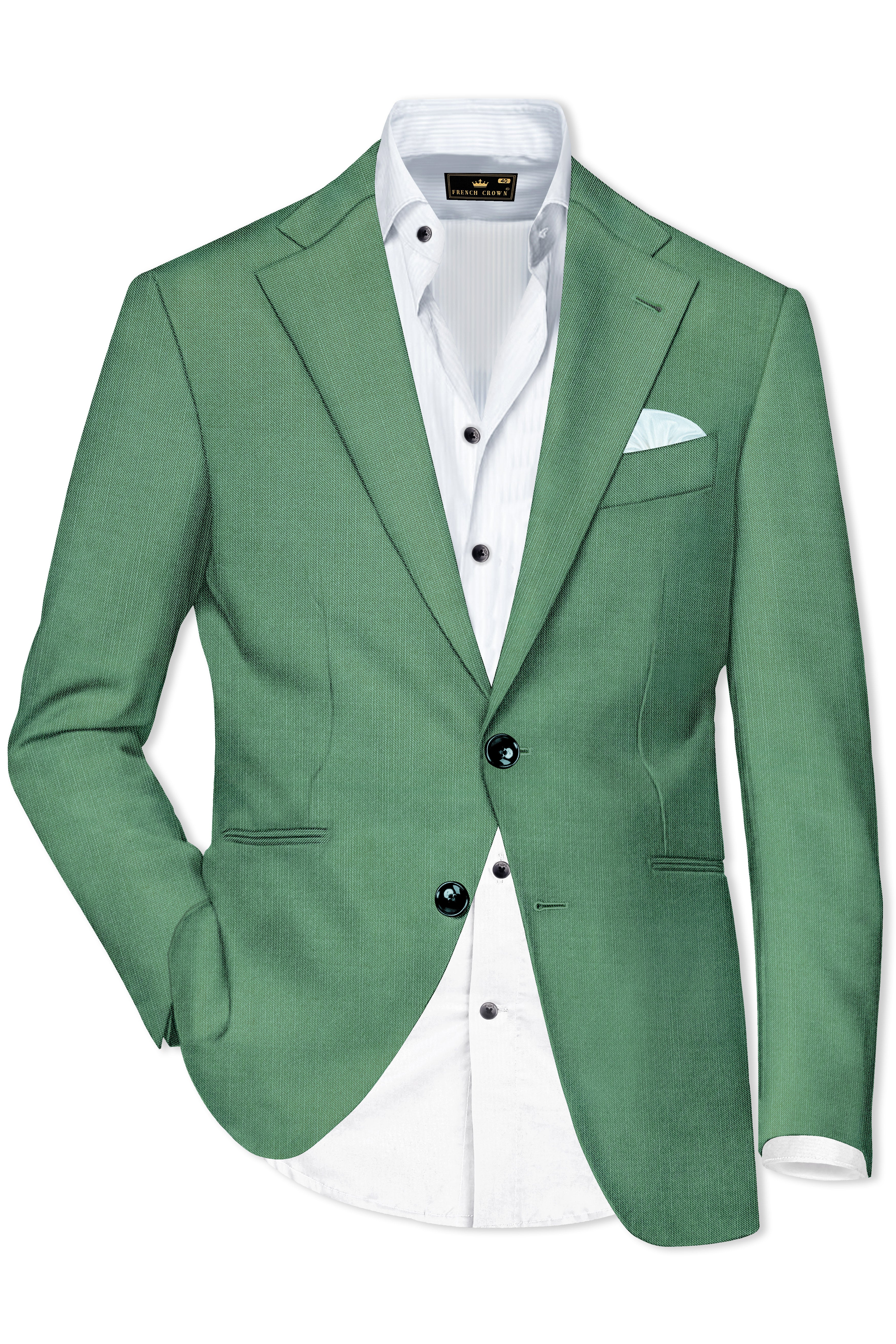 Viridian Green Solid Wool Rich Single Breasted Stretchable traveler Suit