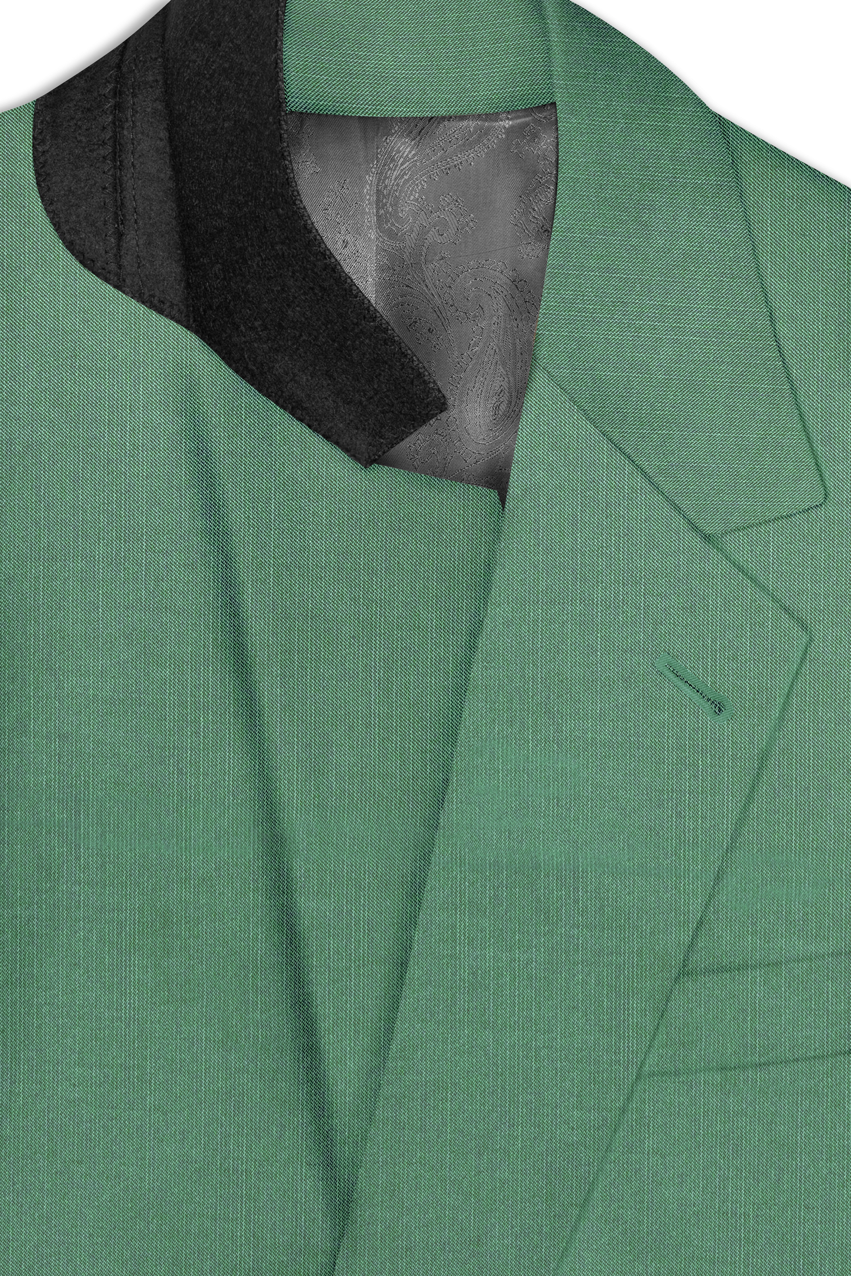 Viridian Green Solid Wool Rich Single Breasted Stretchable traveler Suit