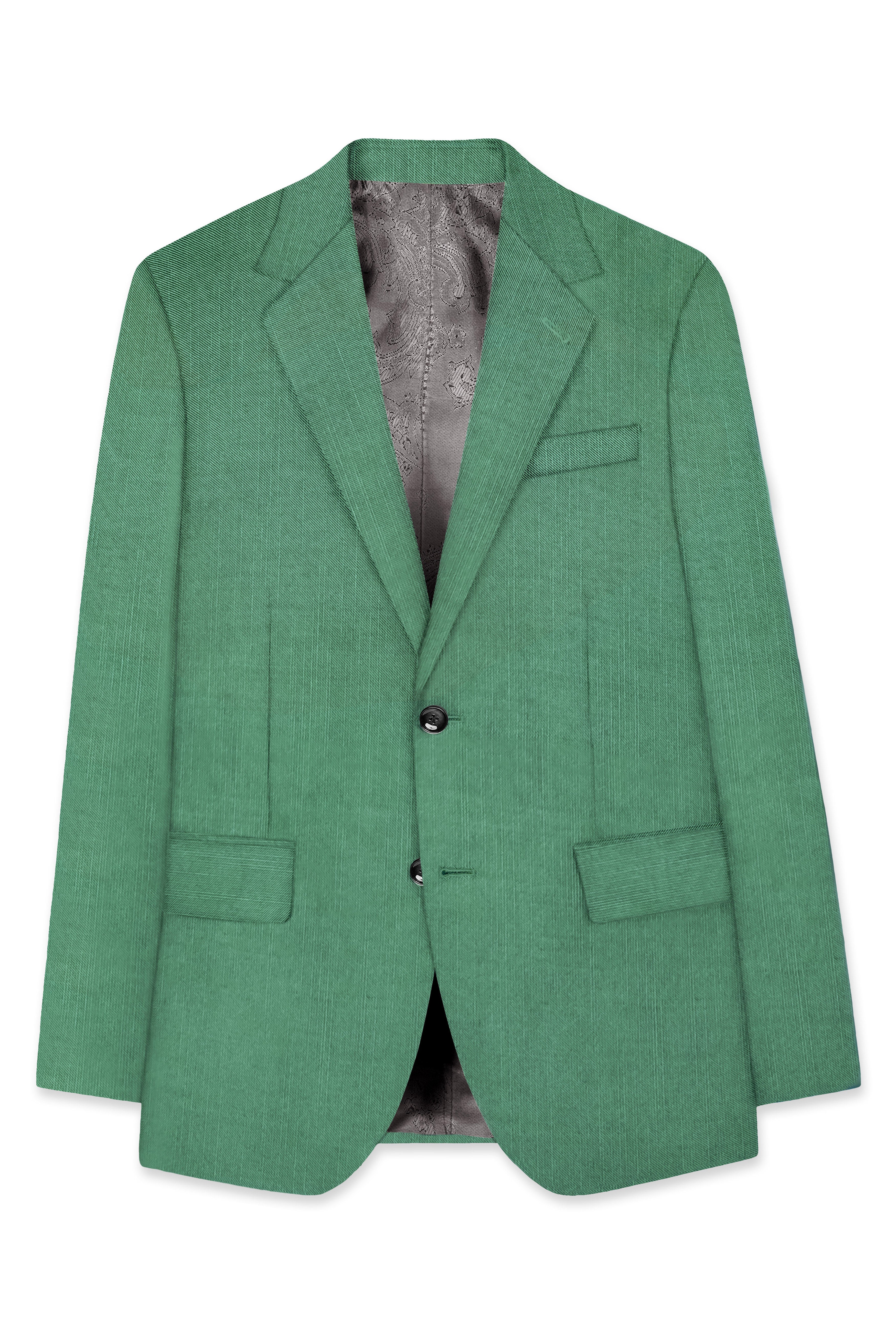 Viridian Green Solid Wool Rich Single Breasted Stretchable traveler Suit