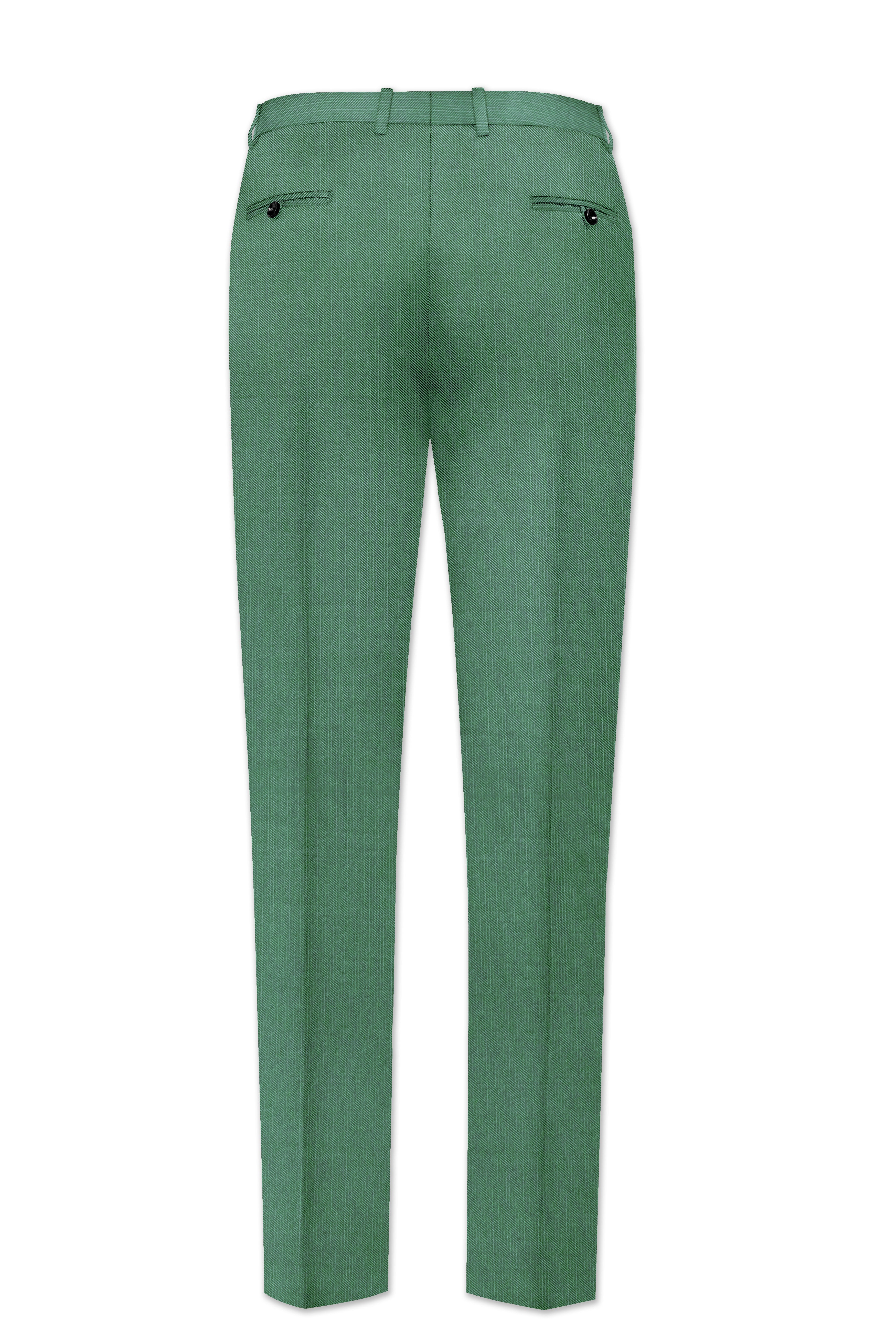 Viridian Green Solid Wool Rich Double Breasted Stretchable traveler Suit