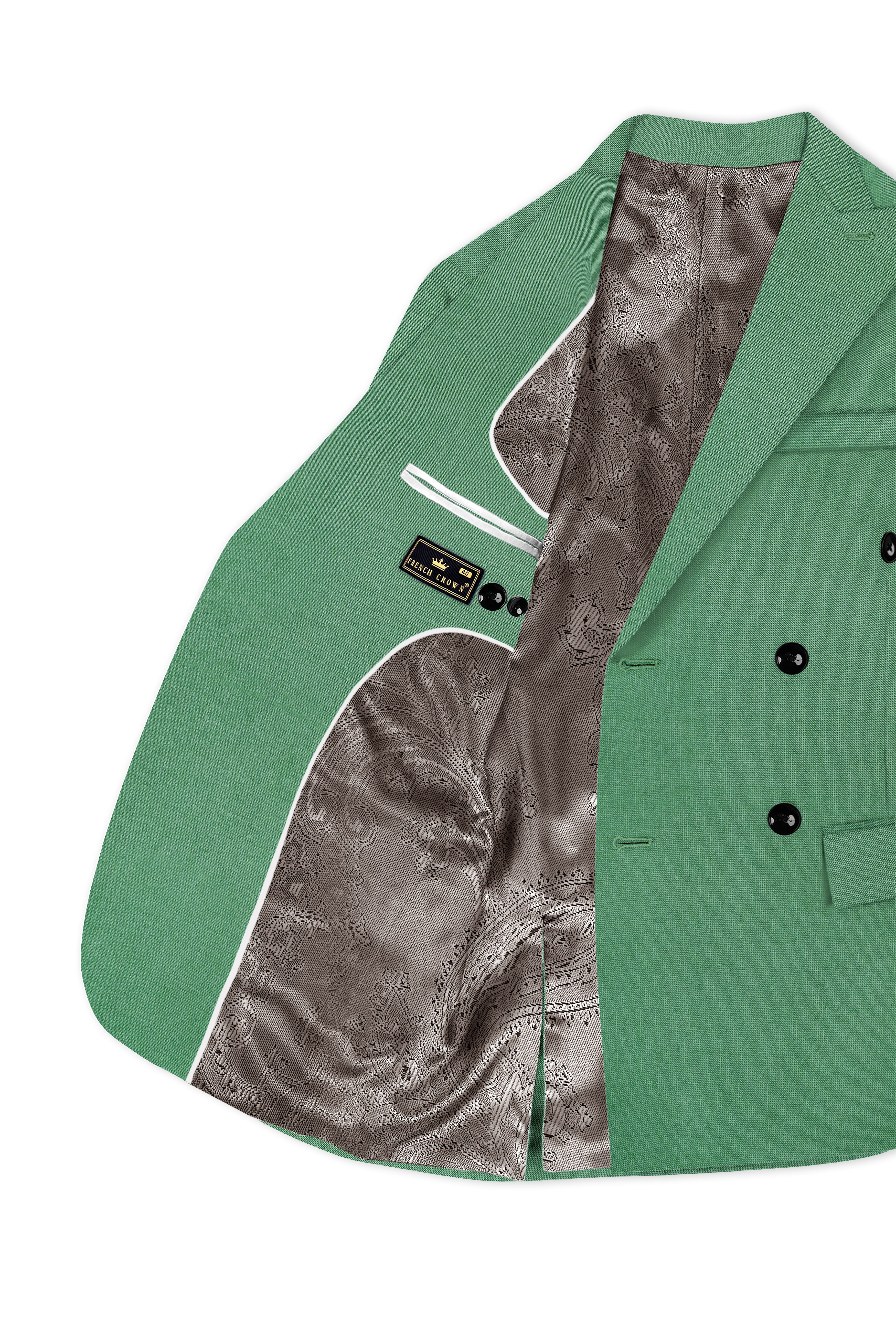 Viridian Green Solid Wool Rich Double Breasted Stretchable traveler Suit