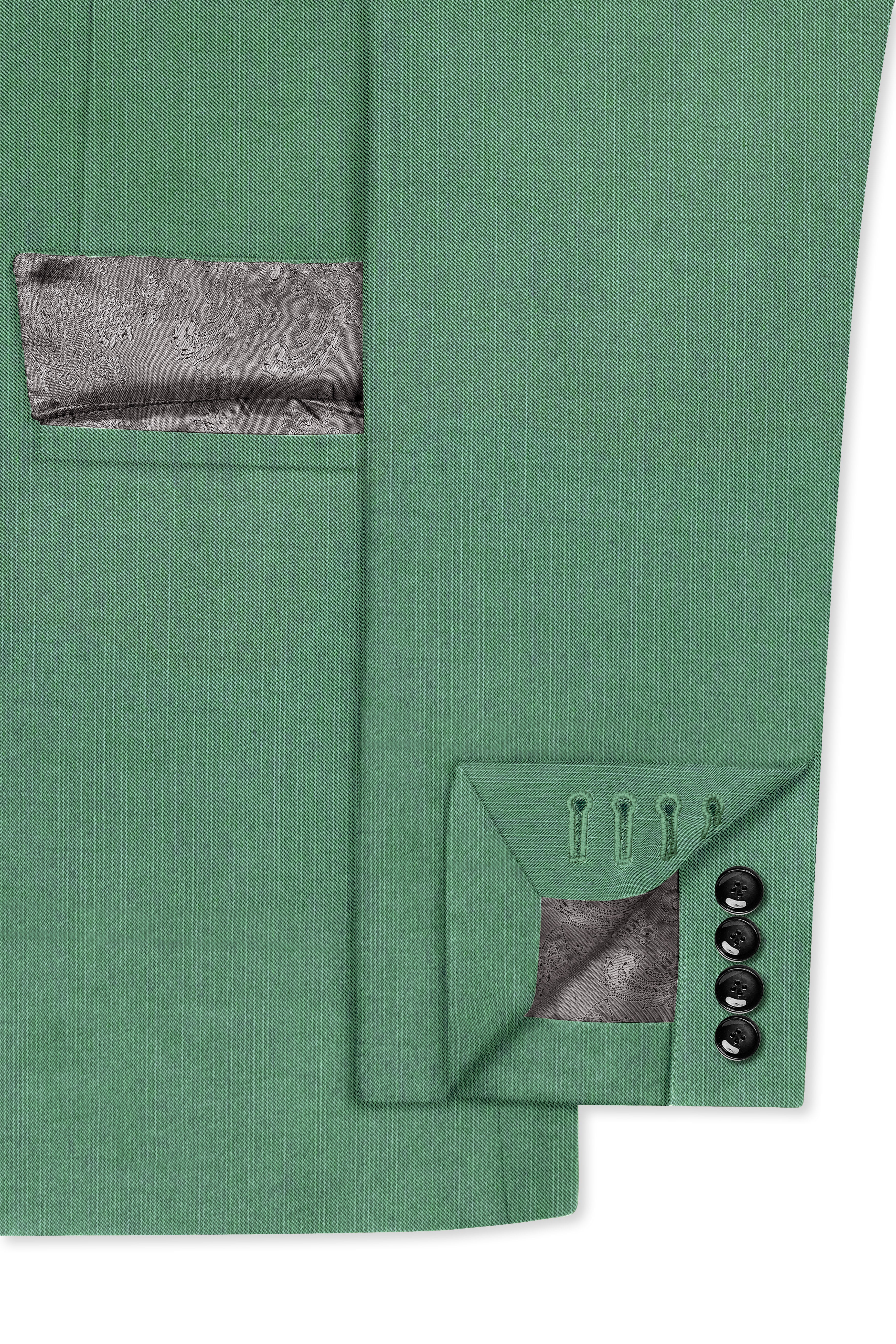 Viridian Green Solid Wool Rich Double Breasted Stretchable traveler Suit