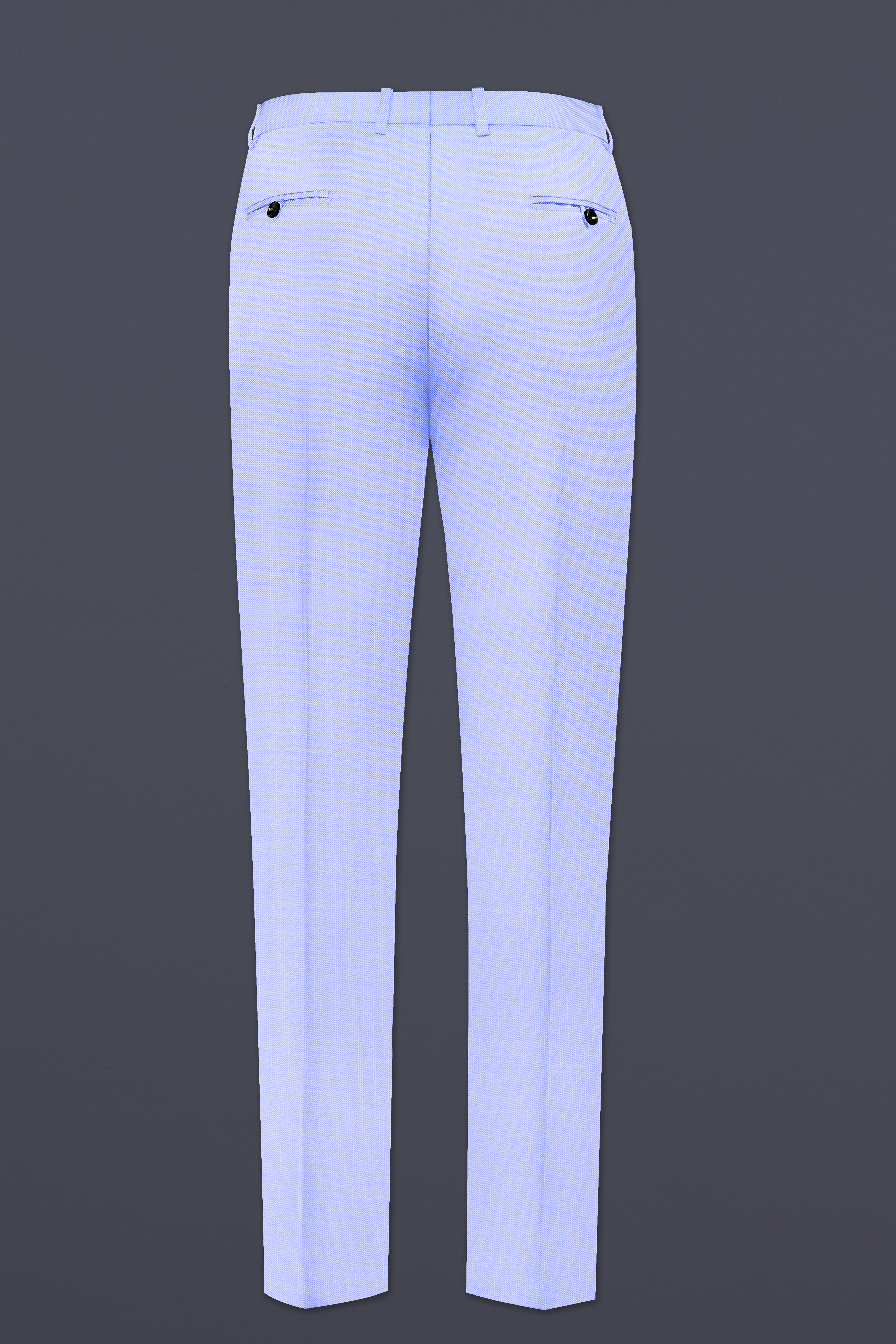Periwinkle Blue Solid Wool Rich Slight Stretch Waistband Pant