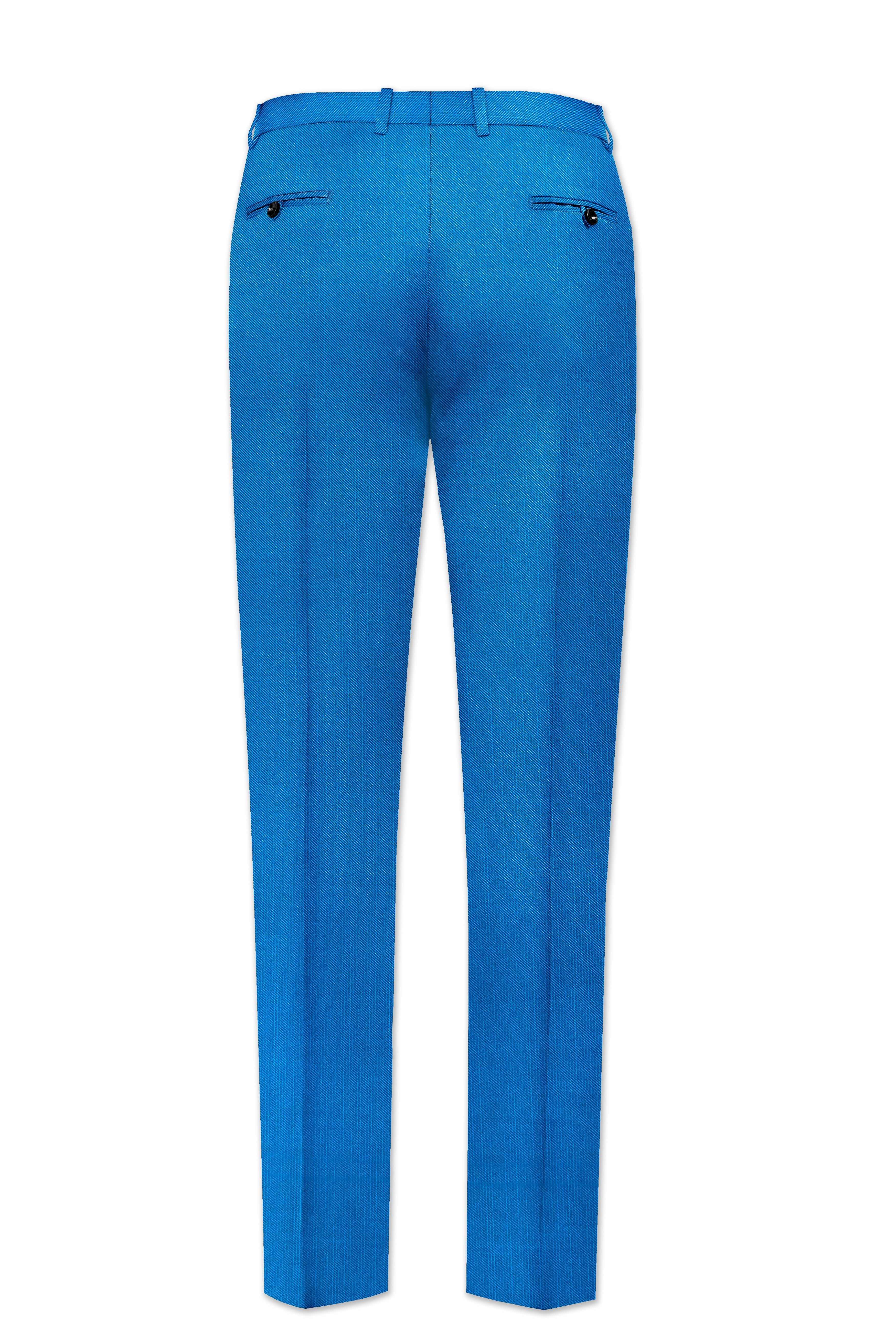 Azure-Venice Blue Wool Rich Tuxedo Stretchable Traveler Suit