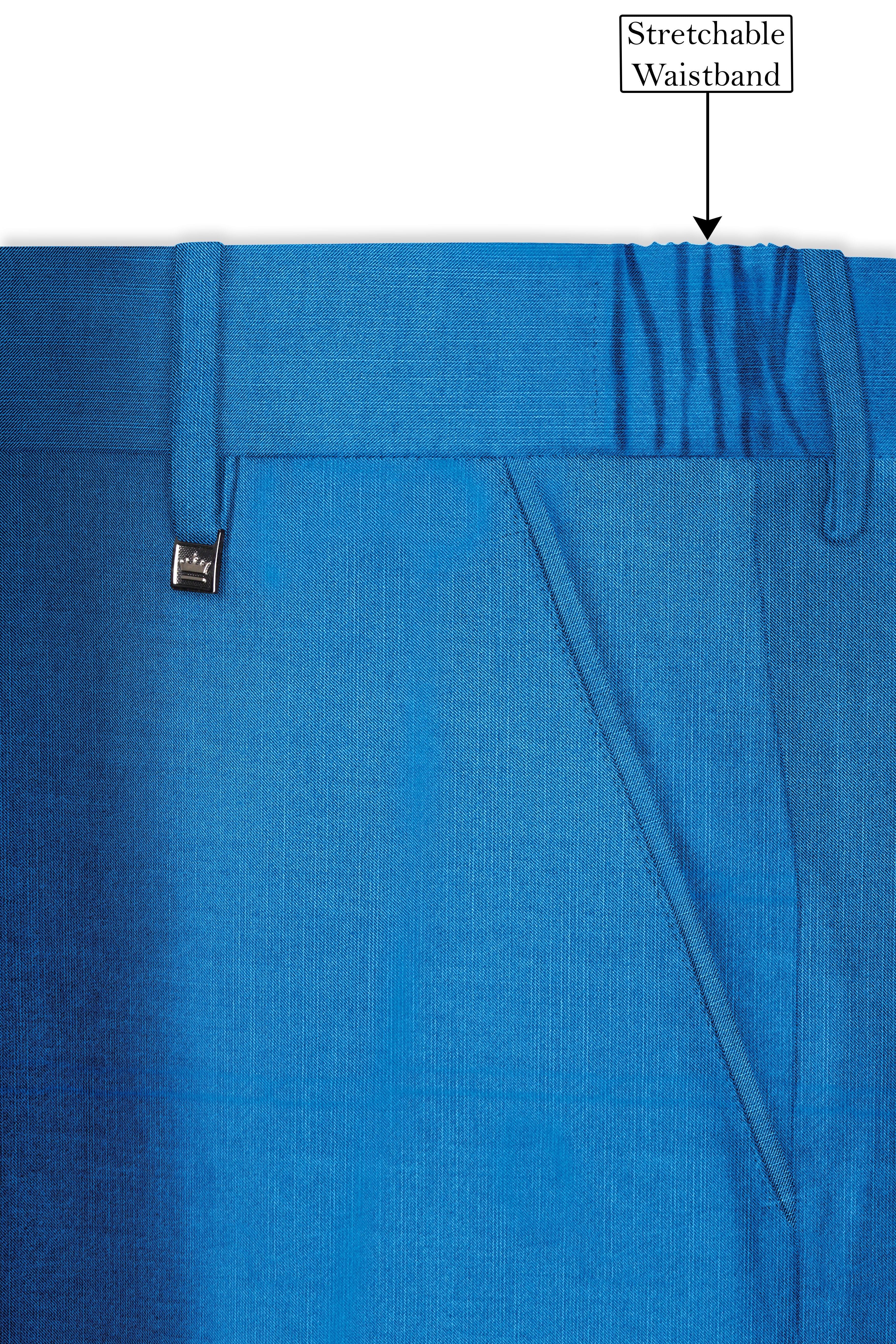 Azure-Venice Blue Wool Rich Tuxedo Stretchable Traveler Suit