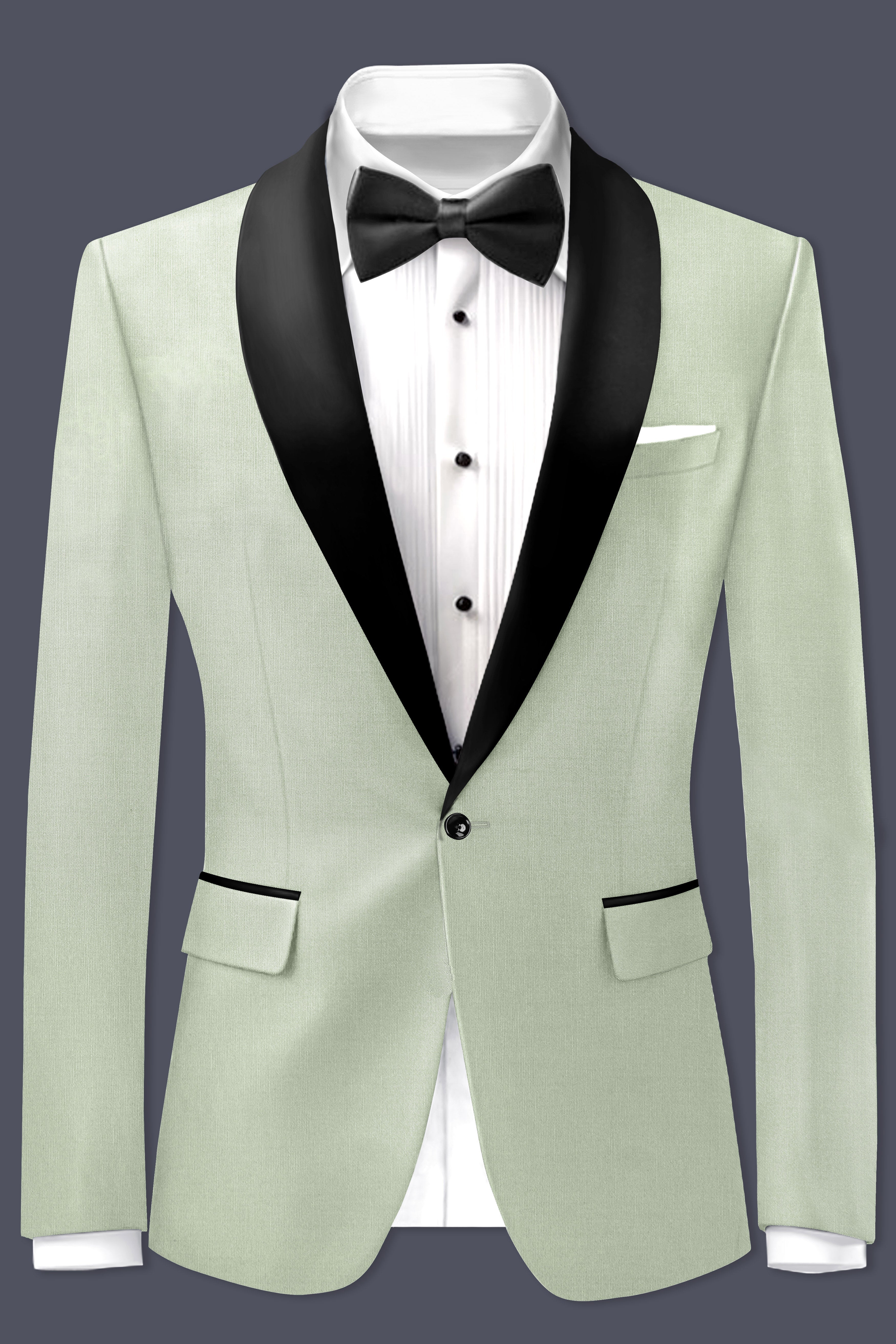 Lichen-Norway Green Wool Rich Tuxedo Slight Stretch Suit