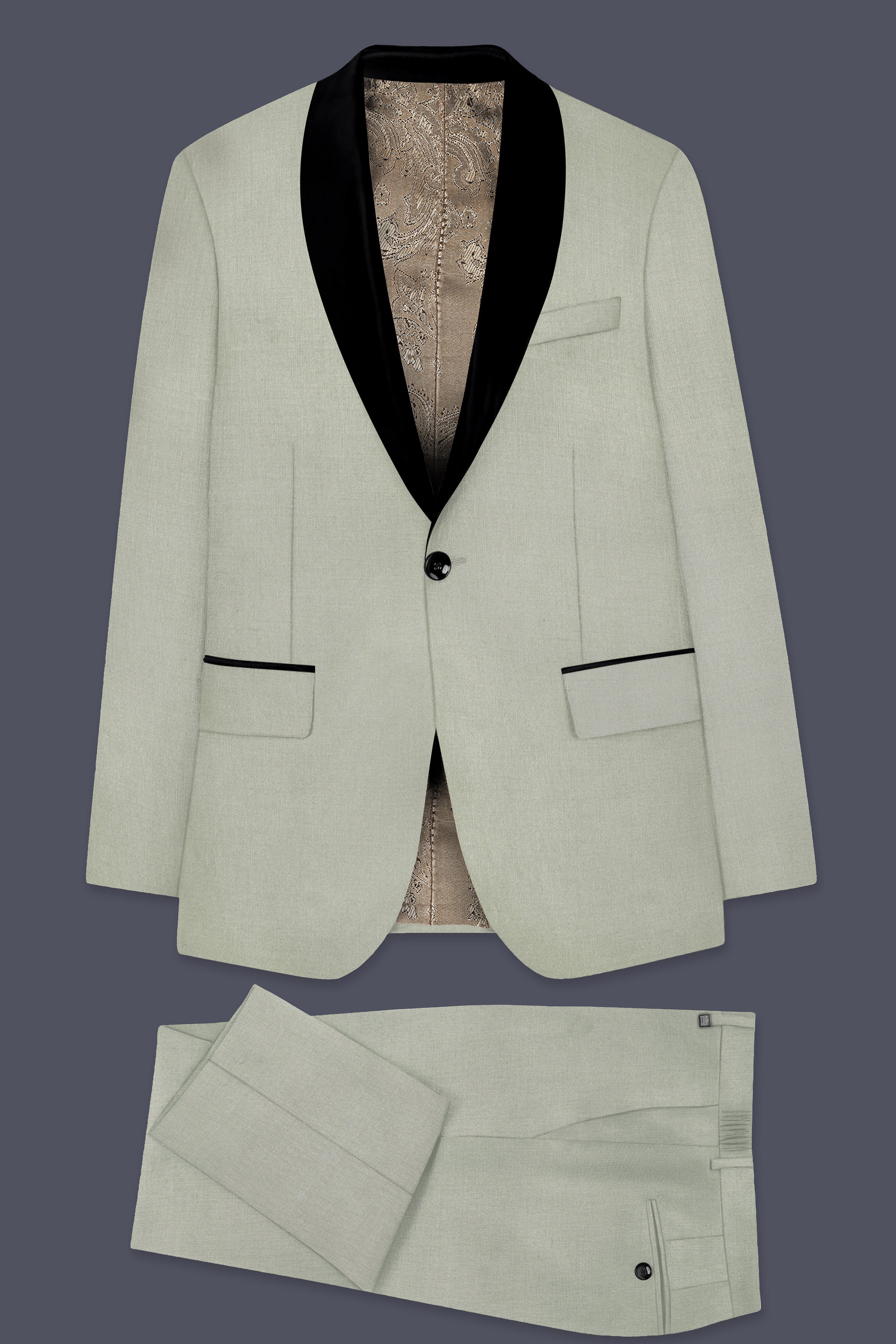 Lichen-Norway Green Wool Rich Slight Stretch Tuxedo Suit