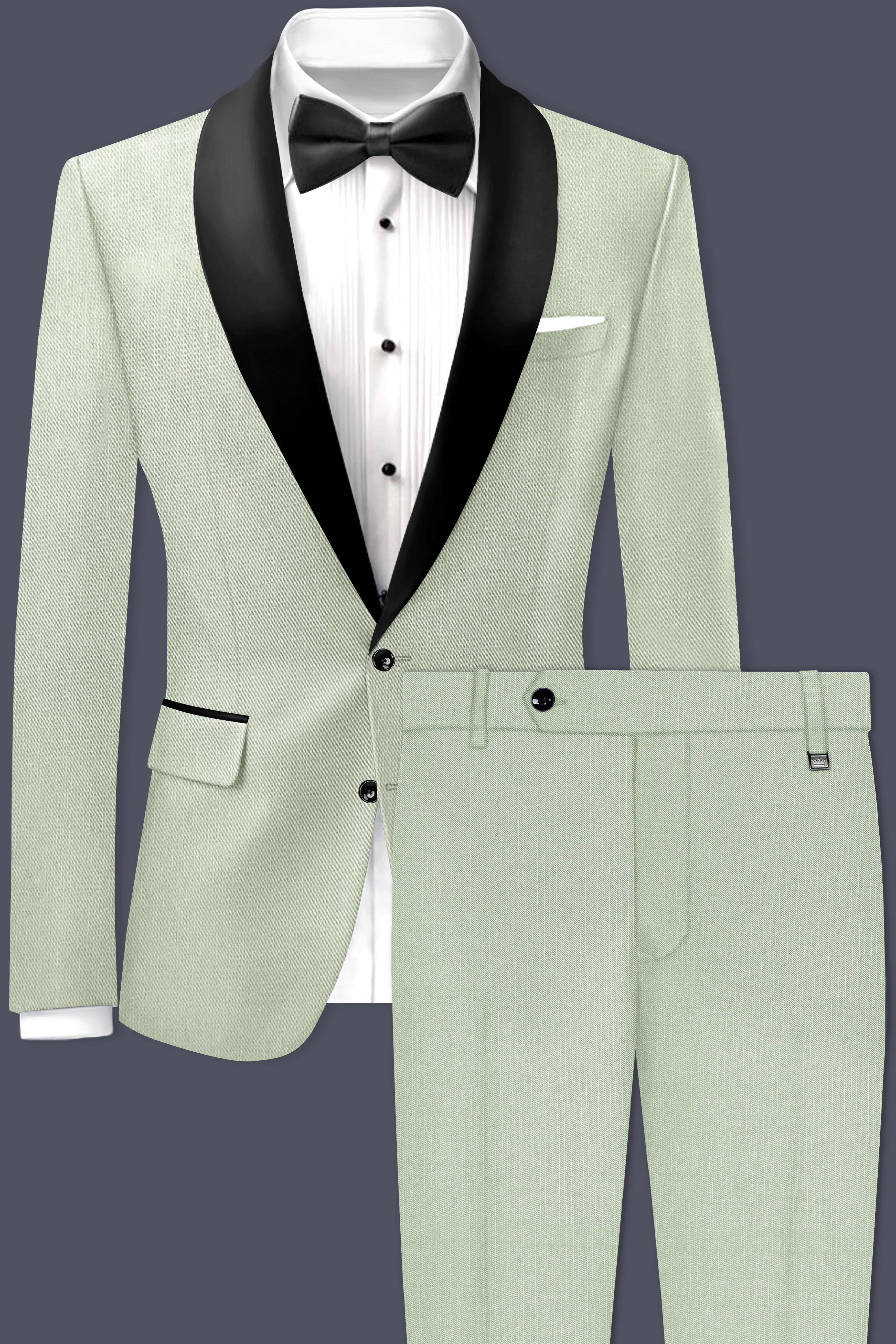 Lichen-Norway Green Wool Rich Tuxedo Stretchable Traveler Suit